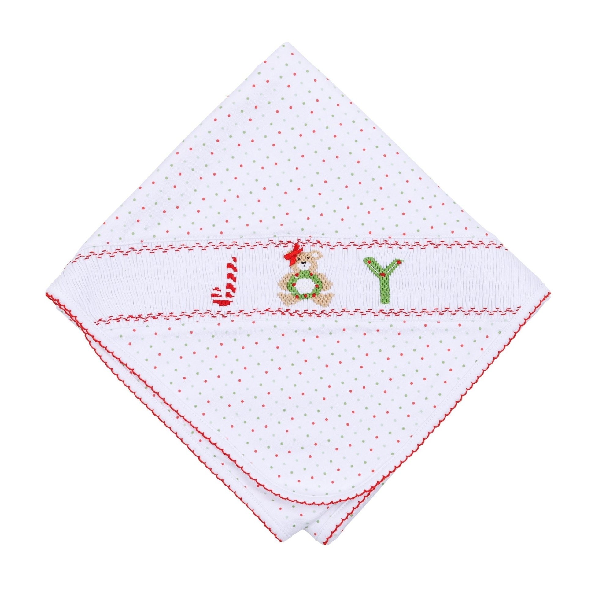 Christmas Joy Classics Smocked Receiving Blanket - Red Girl - Magnolia BabyReceiving Blanket