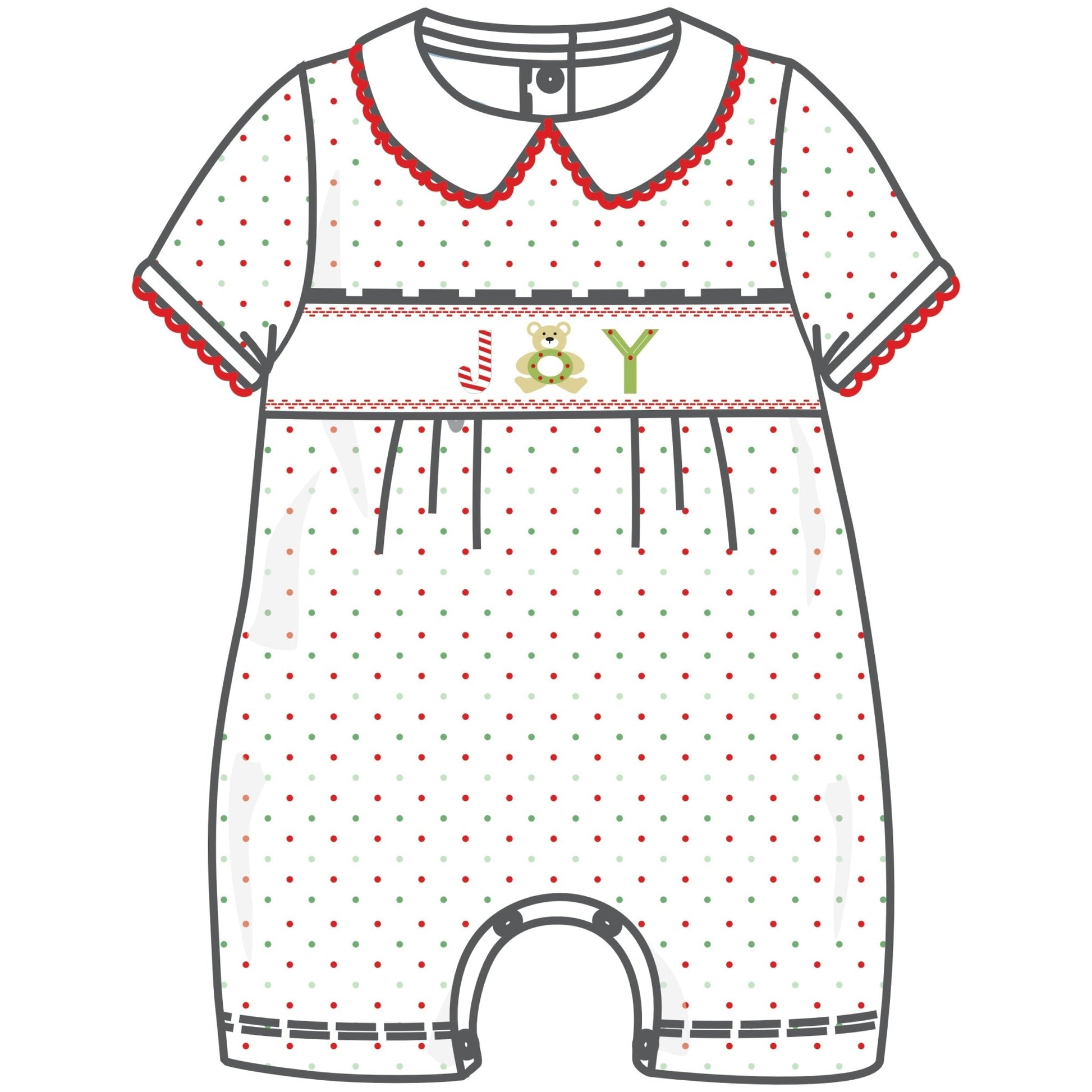 Christmas Joy Classics Smocked Short Playsuit - Red Boy - Magnolia BabyShort Playsuit