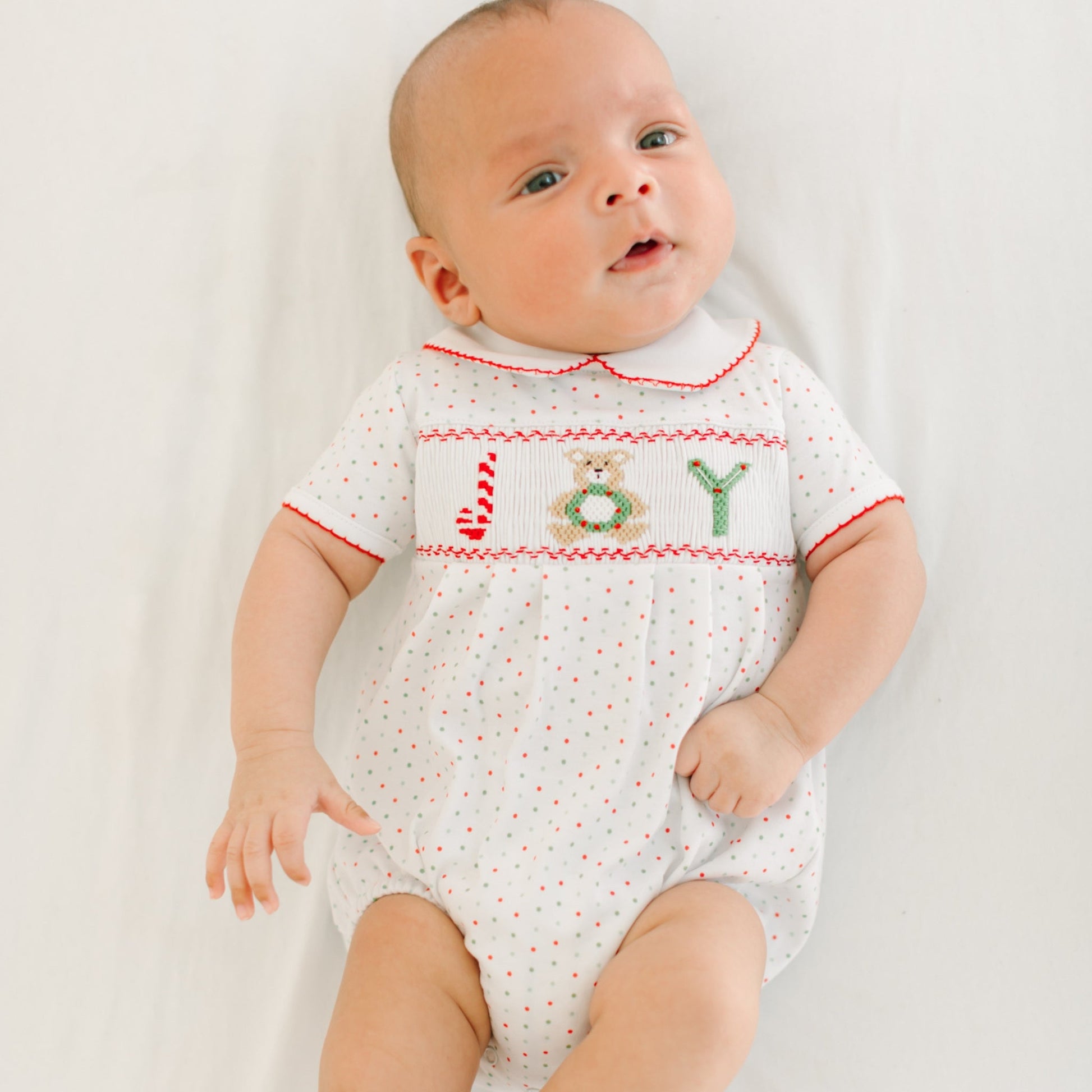 Christmas Joy Classics Smocked Short Sleeve Bubble - Red Boy - Magnolia BabyBubble