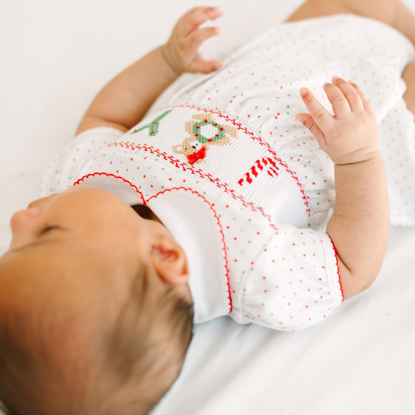 Christmas Joy Classics Smocked Short Sleeve Bubble - Red Girl - Magnolia BabyBubble