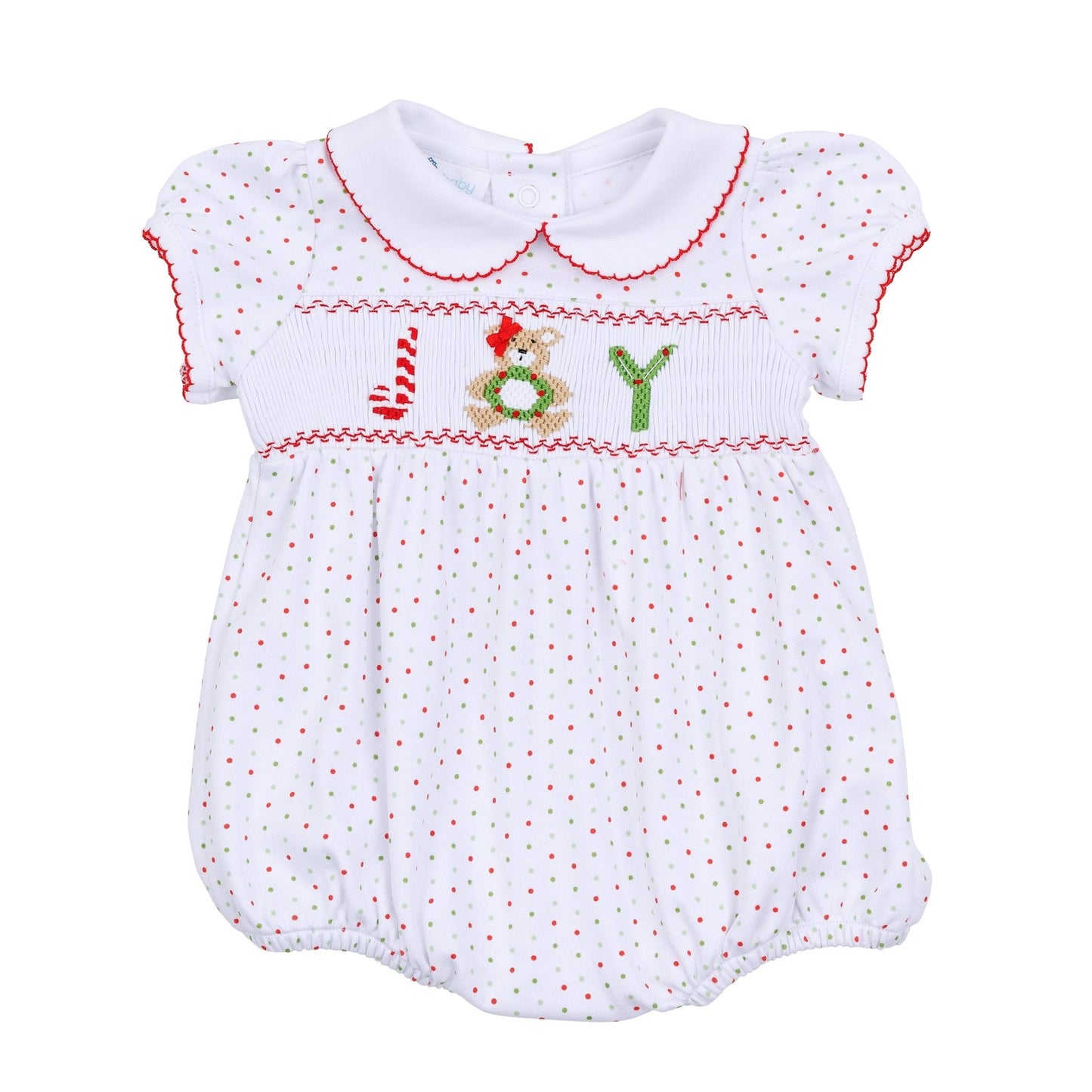 Christmas Joy Classics Smocked Short Sleeve Bubble - Red Girl - Magnolia BabyBubble