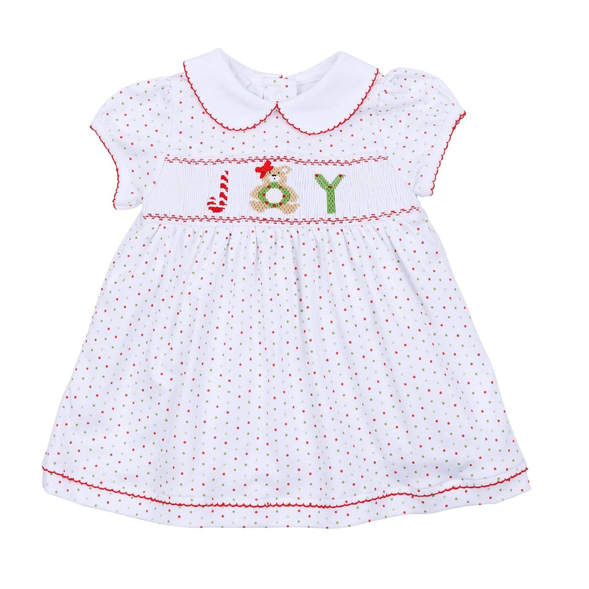 Christmas Joy Classics Smocked Short Sleeve Dress - Red Girl - Magnolia BabyDress