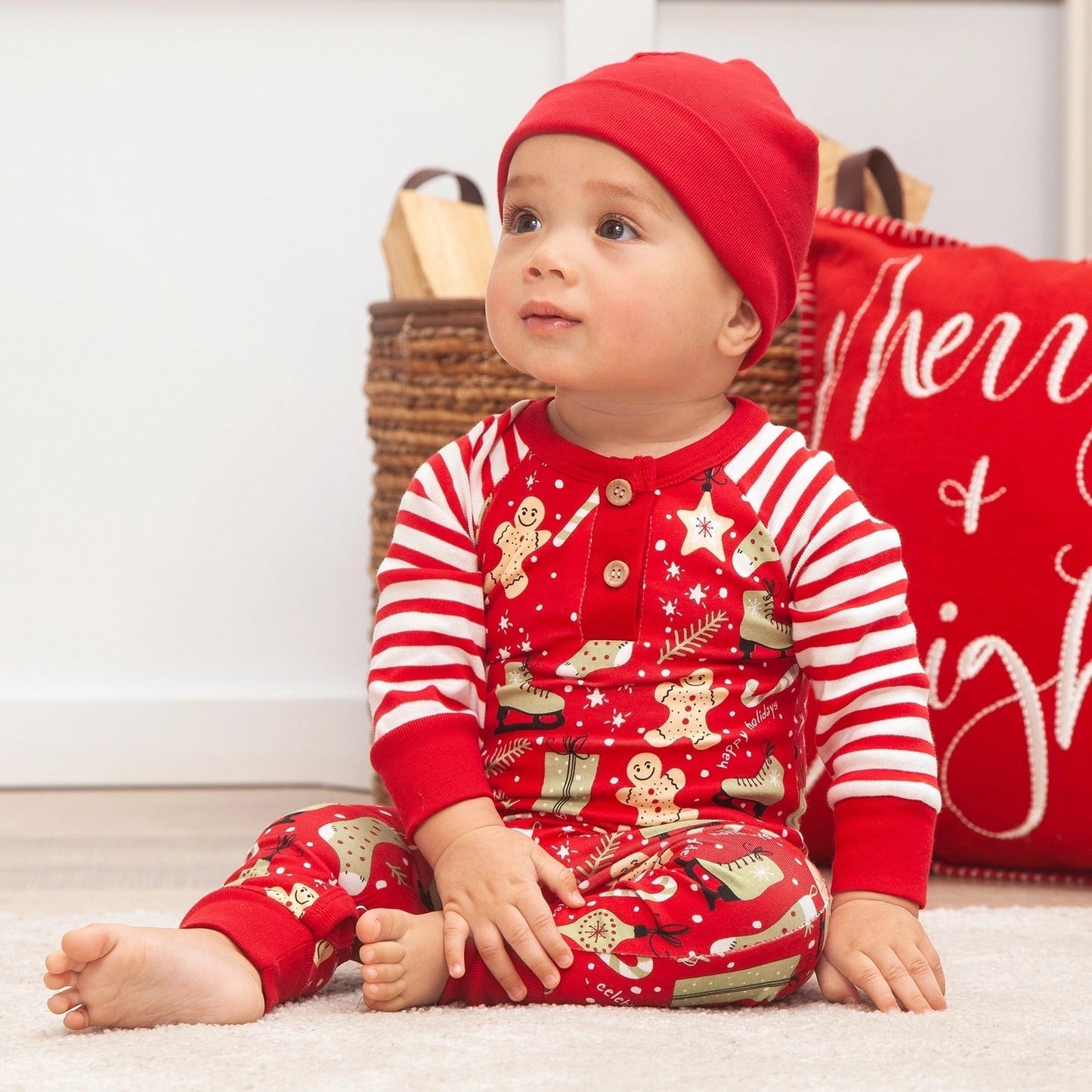 Christmas Joy Henley Romper - Magnolia BabyPlaysuit