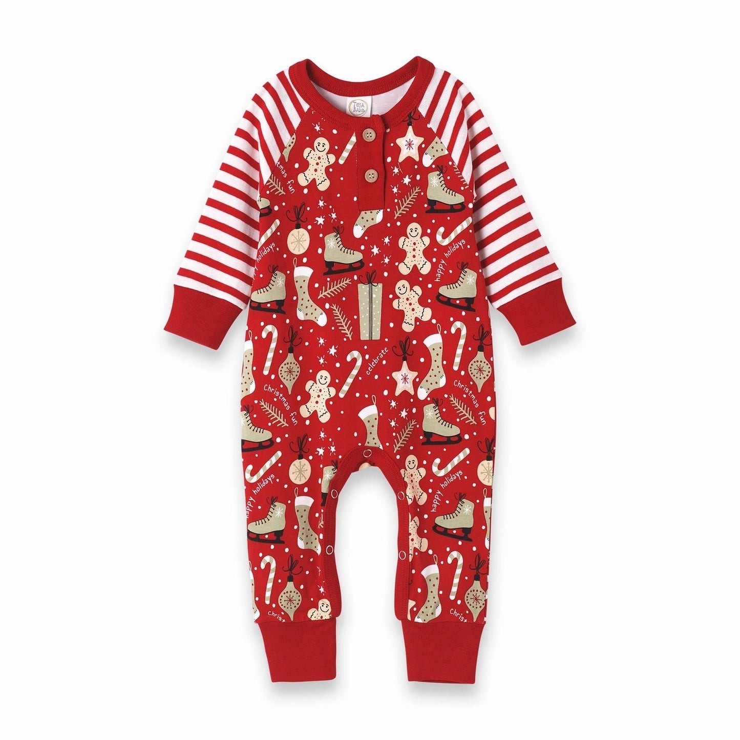 Christmas Joy Henley Romper - Magnolia BabyPlaysuit