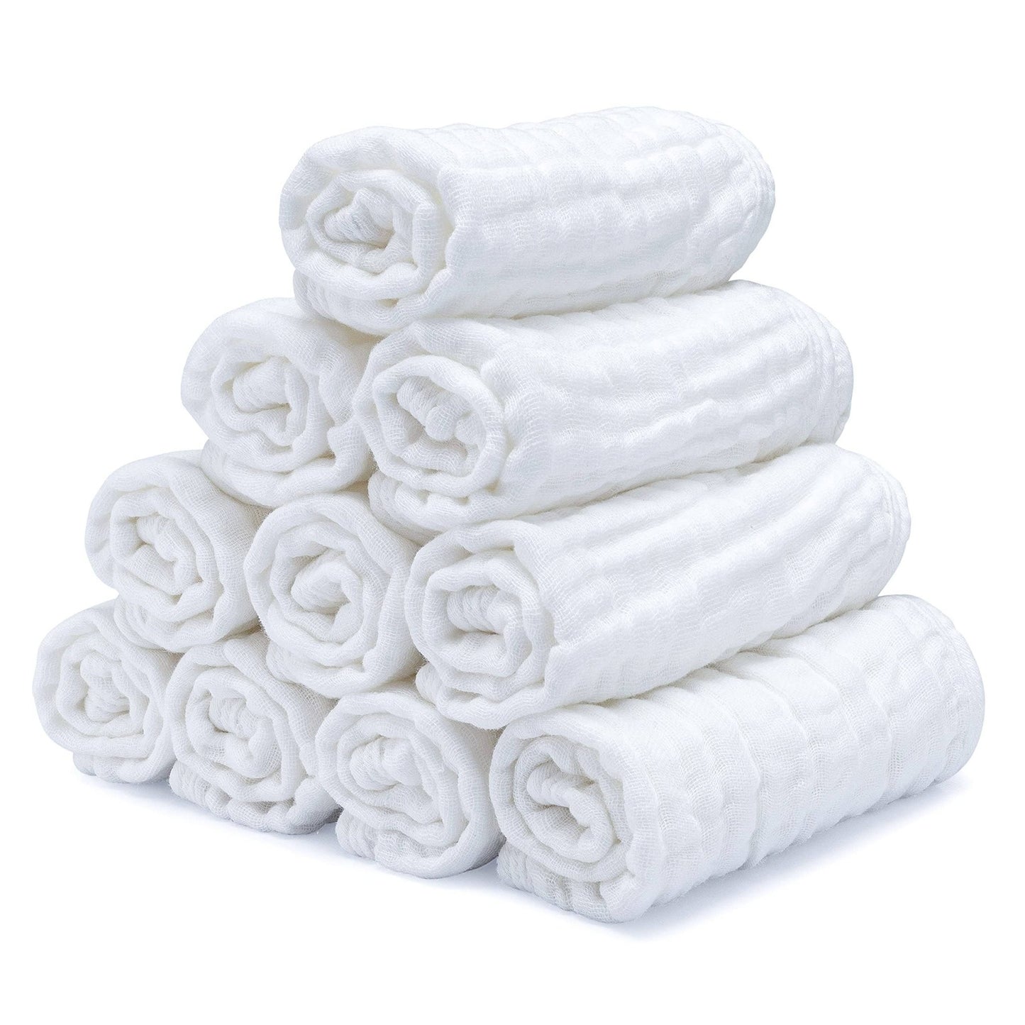 Cotton Muslin Baby Washcloths - White - Pack of 10 - Magnolia BabyBath Accessory