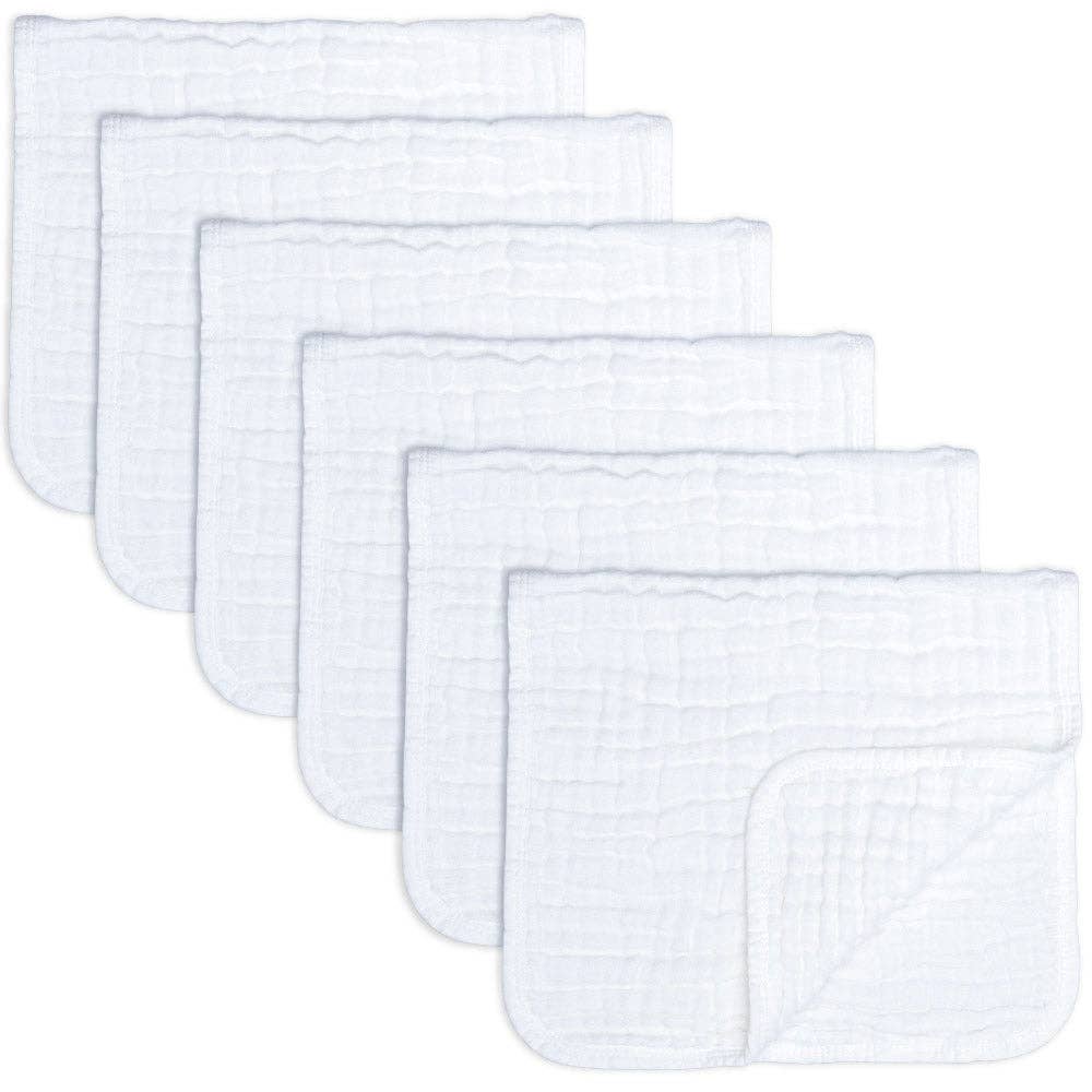 Cotton Muslin Burp Cloths White Pack of 6 - Magnolia BabyBurp Cloth