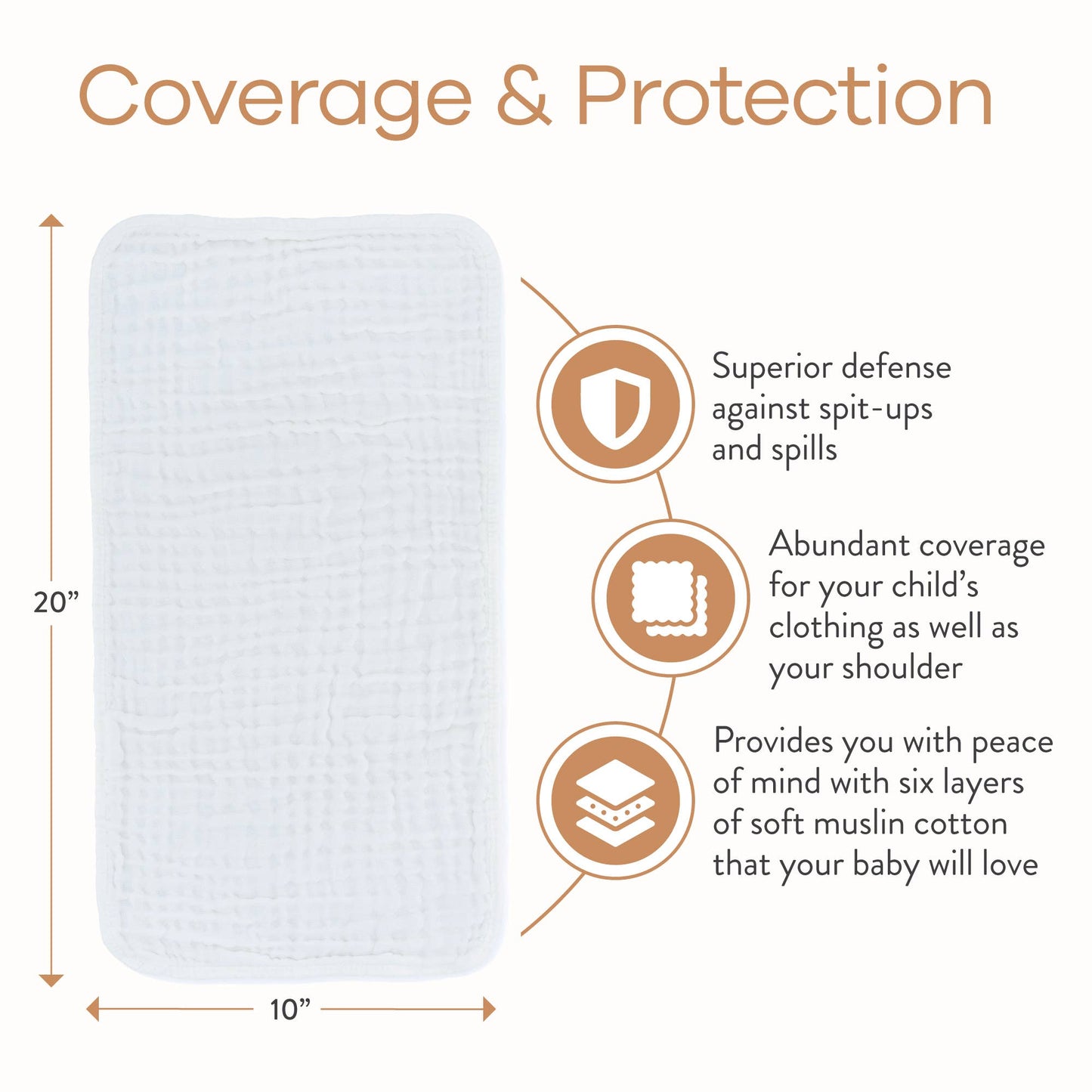 Cotton Muslin Burp Cloths White Pack of 6 - Magnolia BabyBurp Cloth