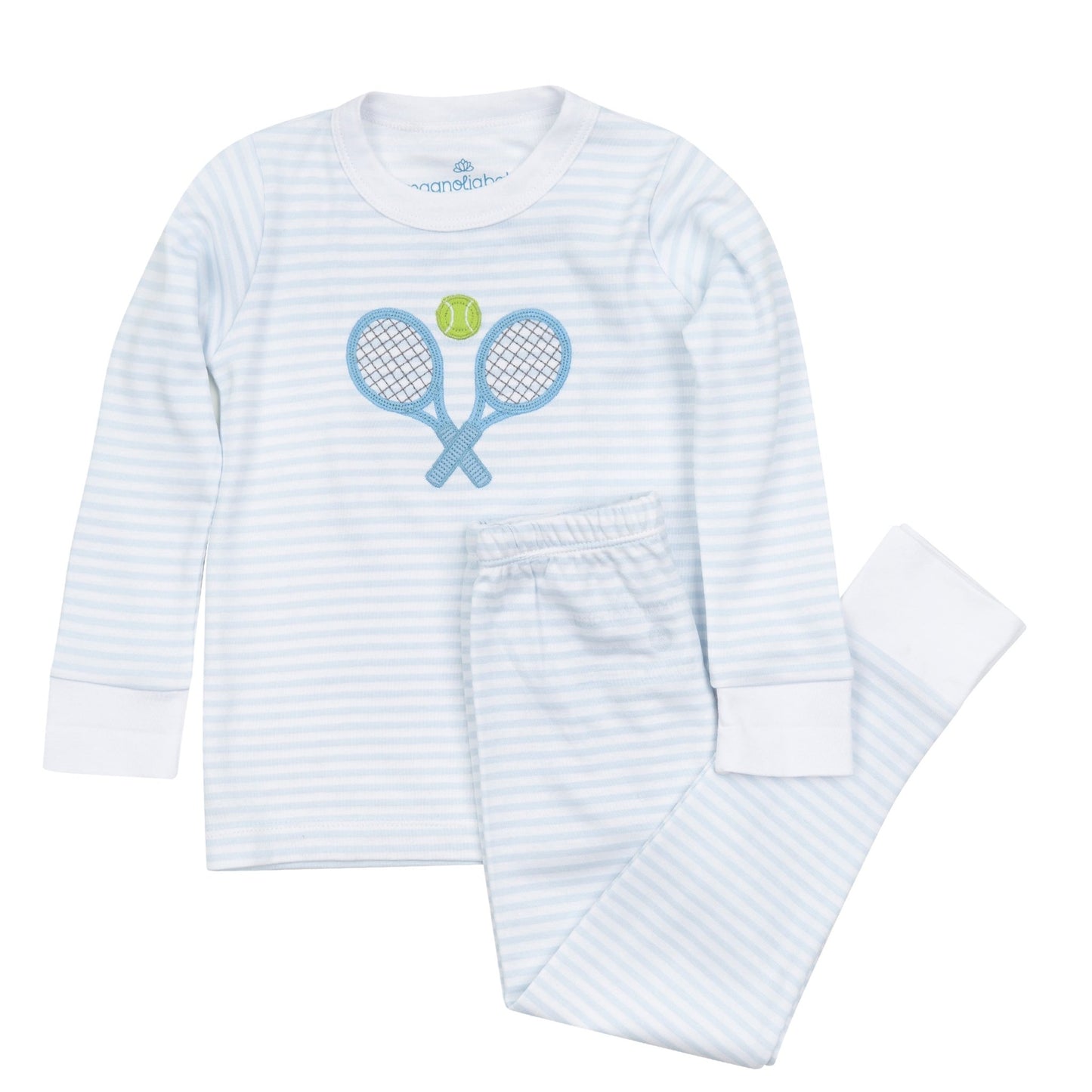 Courtside Cuties Applique Long Pajamas - Light Blue - Magnolia BabyLong Pajamas