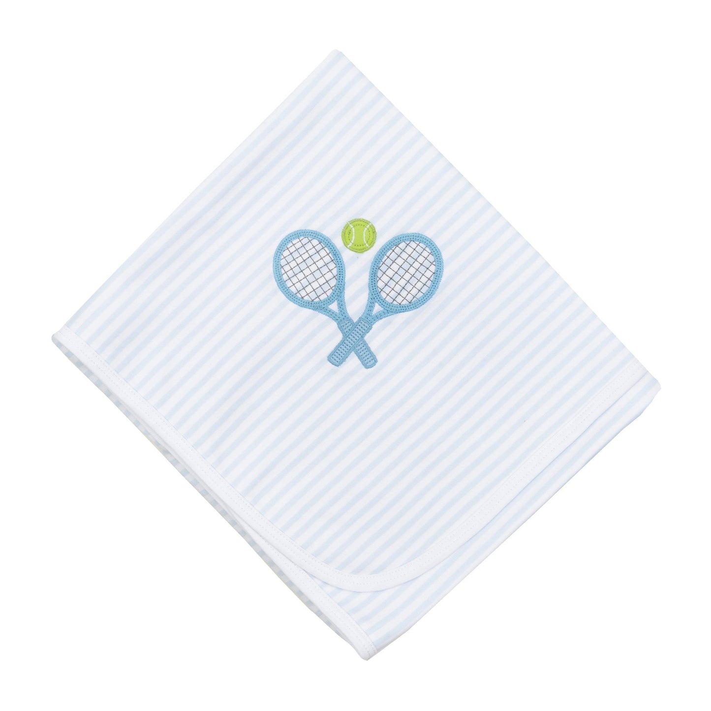 Courtside Cuties Applique Receiving Blanket - Light Blue - Magnolia BabyReceiving Blanket