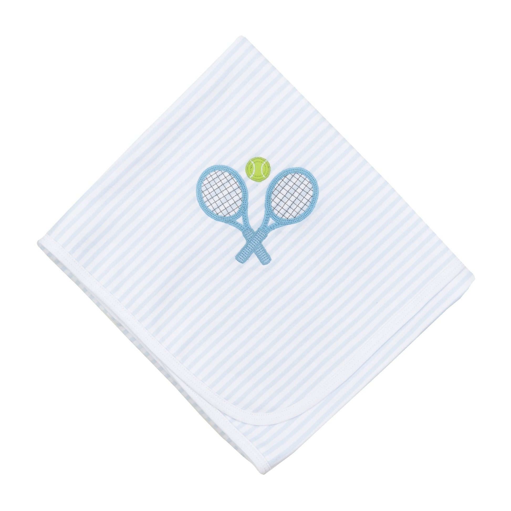 Courtside Cuties Applique Receiving Blanket - Light Blue - Magnolia BabyReceiving Blanket
