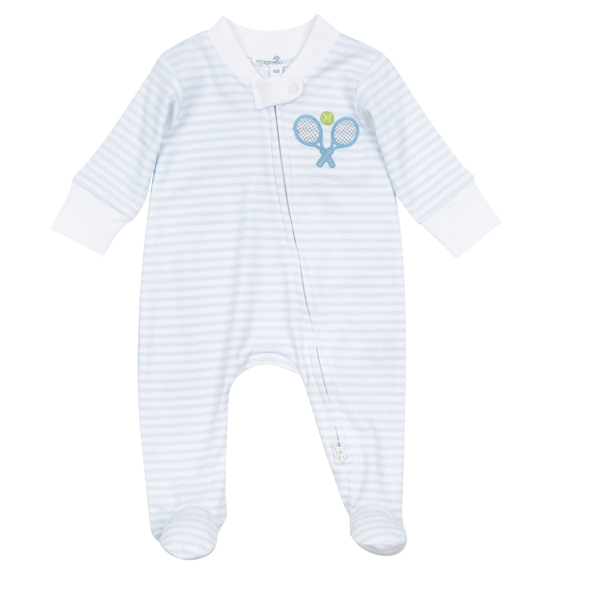Courtside Cuties Applique Zip Footie - Light Blue - Magnolia BabyFootie