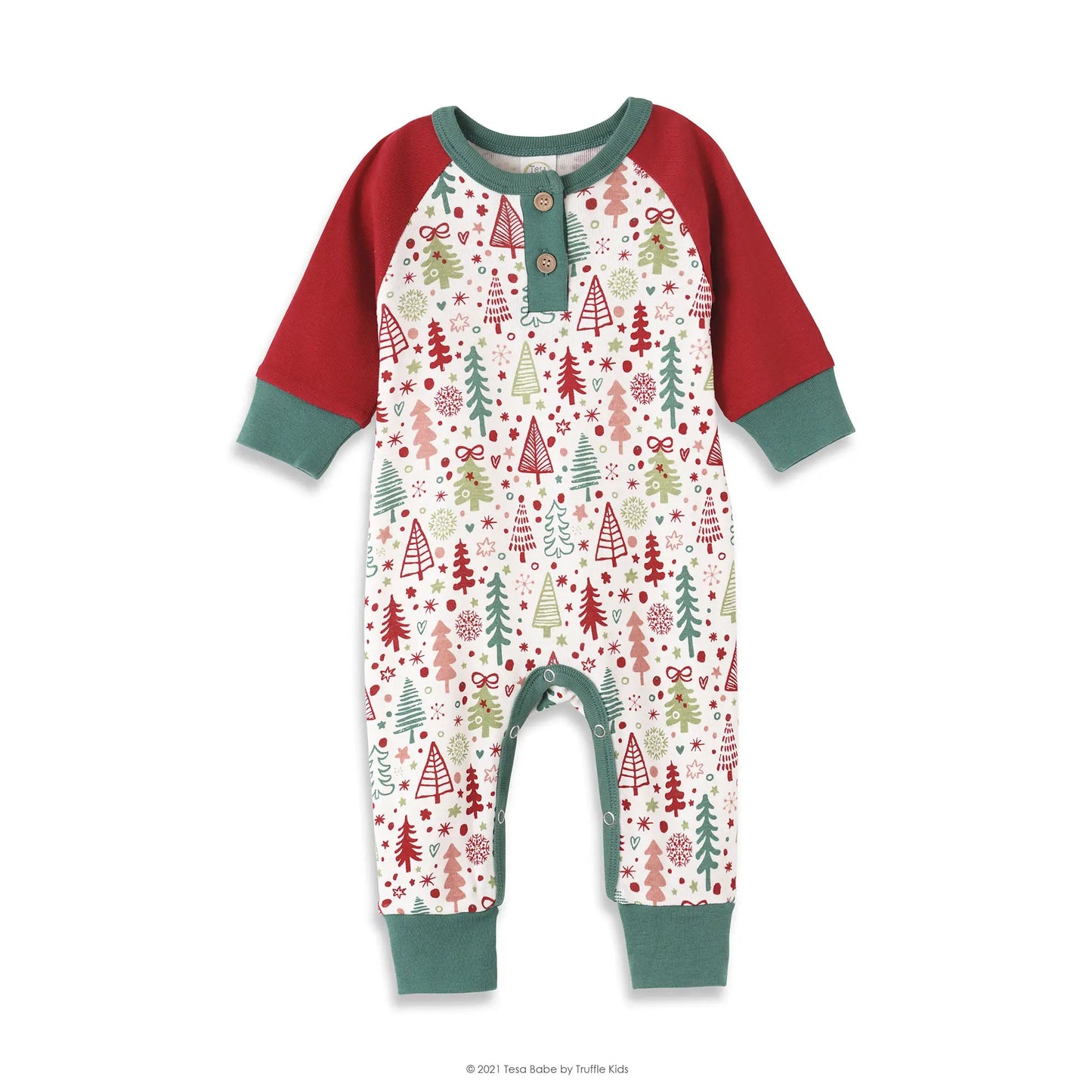 Cozy Christmas Henley Bamboo Romper - Magnolia BabyPlaysuit