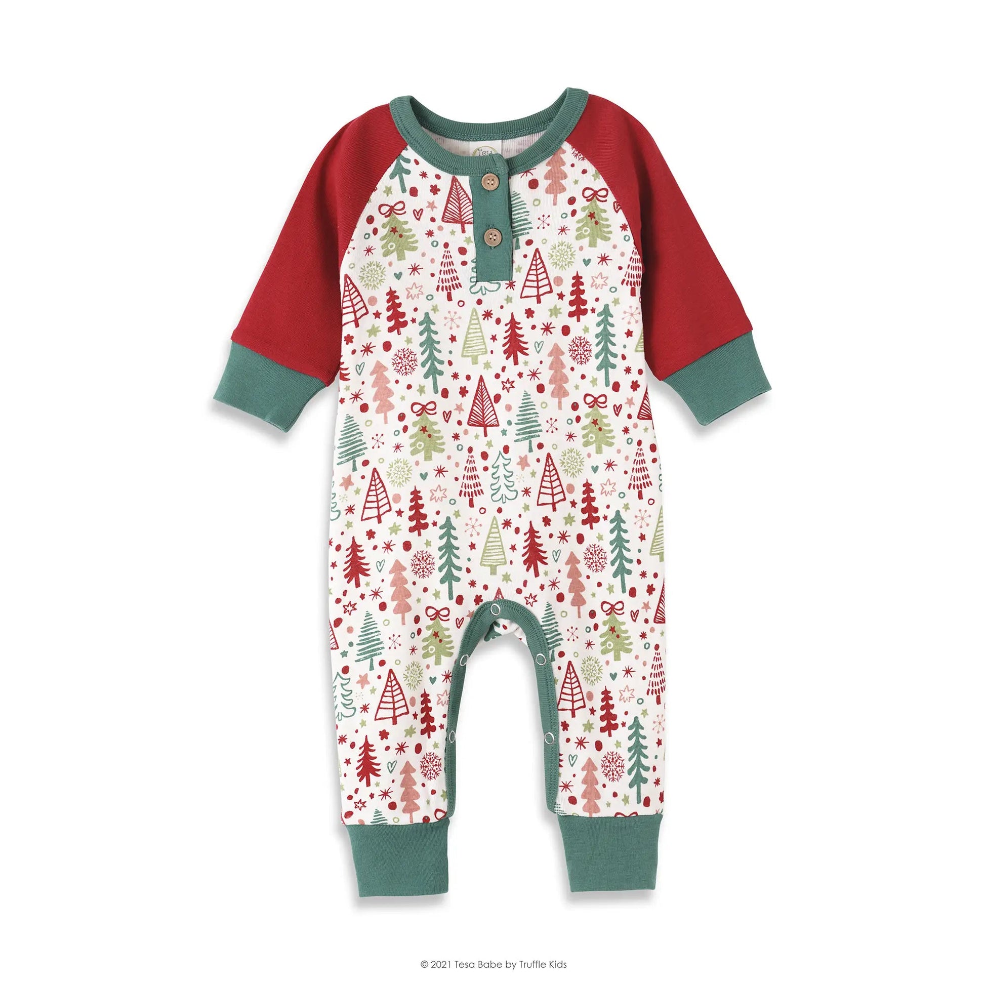 Cozy Christmas Henley Bamboo Romper - Magnolia BabyPlaysuit
