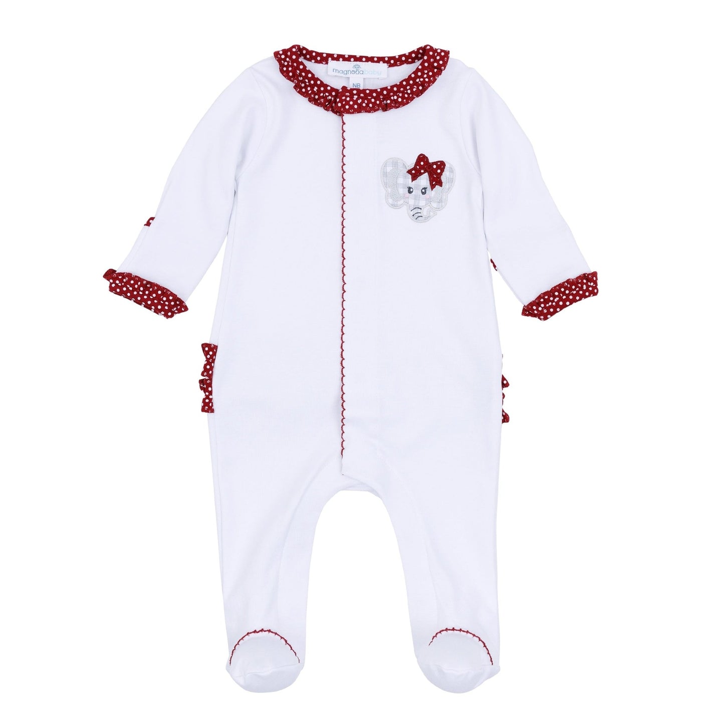 Crimson Cutie Applique Ruffle Footie - Crimson Girl - Magnolia BabyFootie