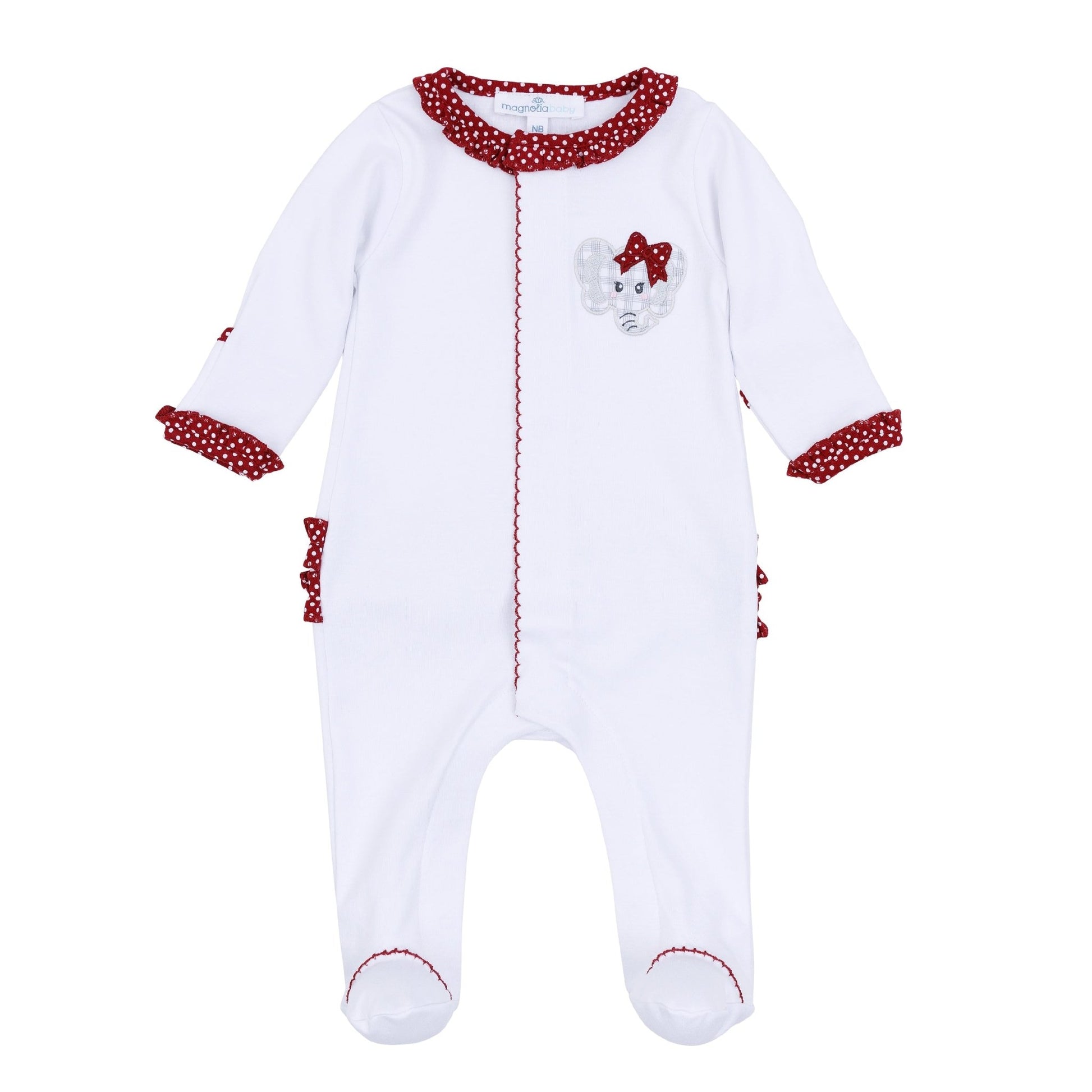 Crimson Cutie Applique Ruffle Footie - Crimson Girl - Magnolia BabyFootie