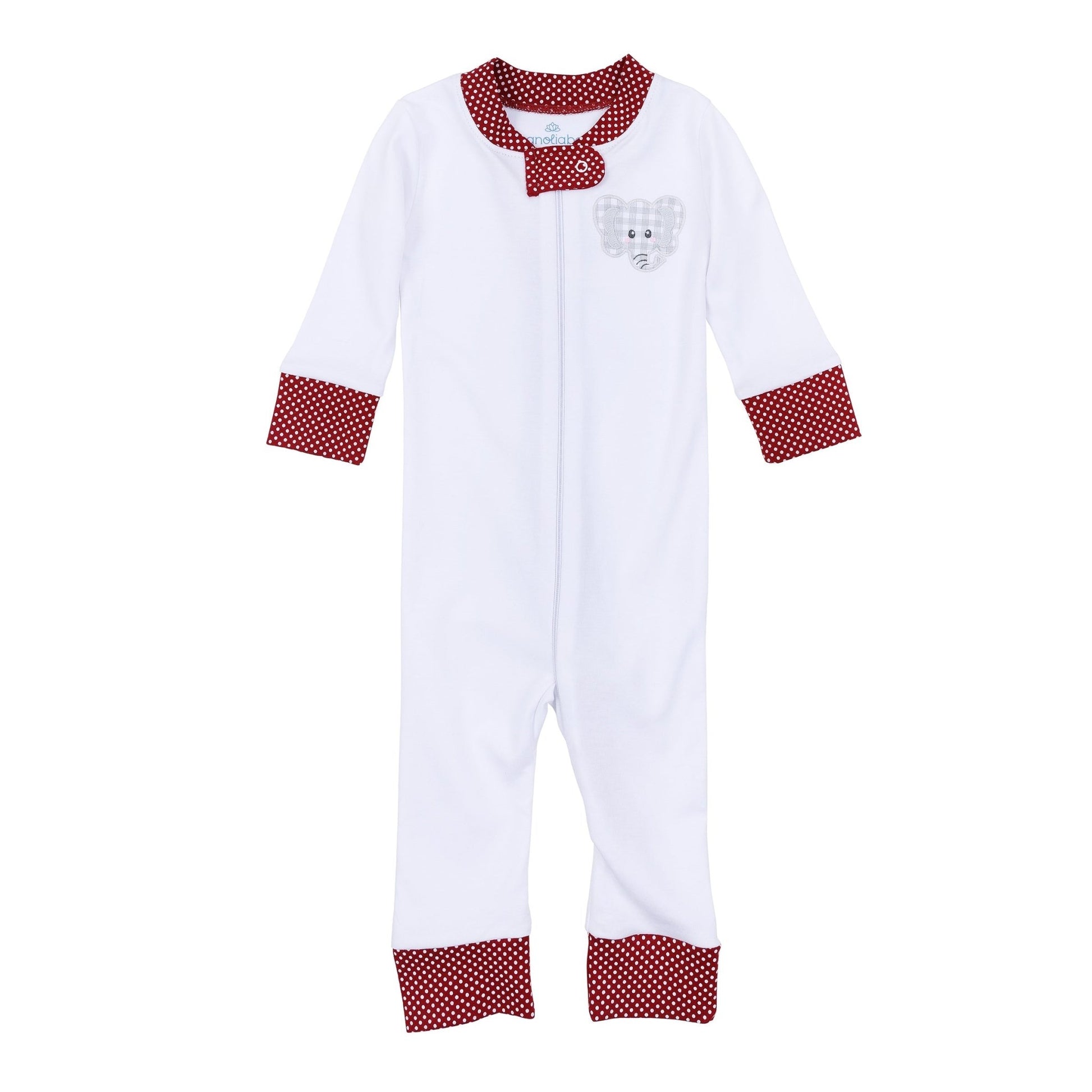 Crimson Cutie Applique Zip Pajamas - Crimson Boy - Magnolia BabyZipper Pajamas
