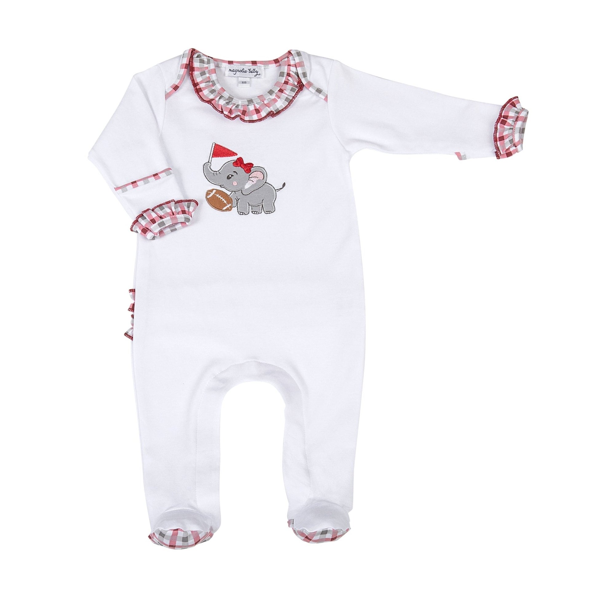 Crimson Tide Applique Ruffle Lap Footie - Magnolia BabyFootie
