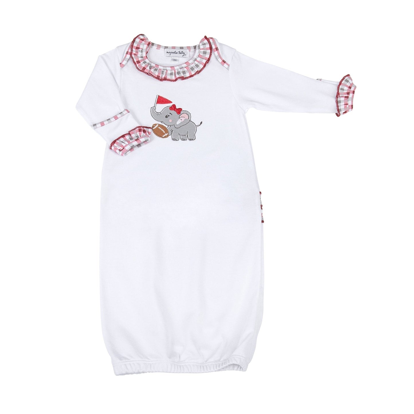 Crimson Tide Applique Ruffle Lap Gown - Magnolia BabyGown