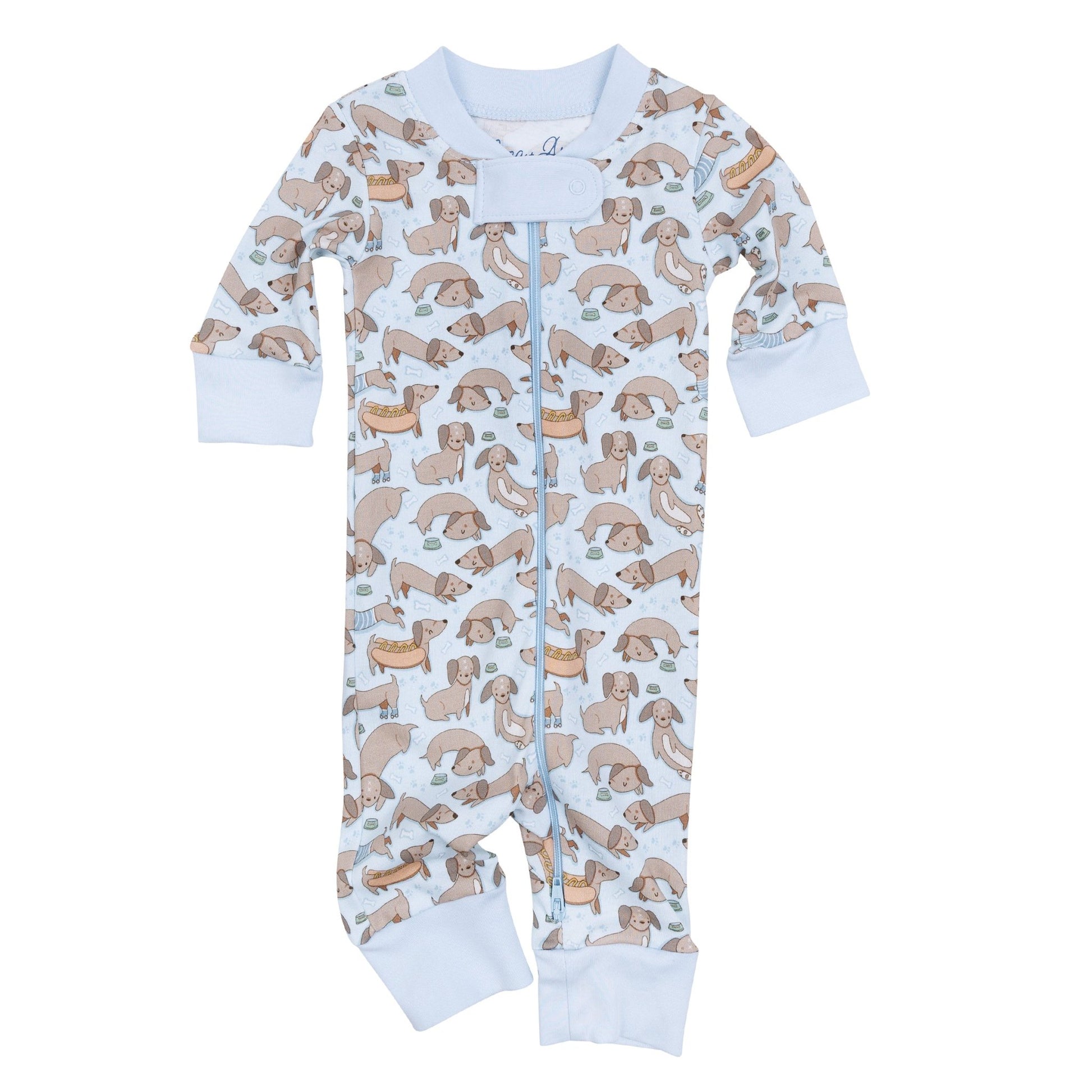 Dachshund Zip Pajamas - Blue by Luna and Arlo - Magnolia BabyZipper Pajamas