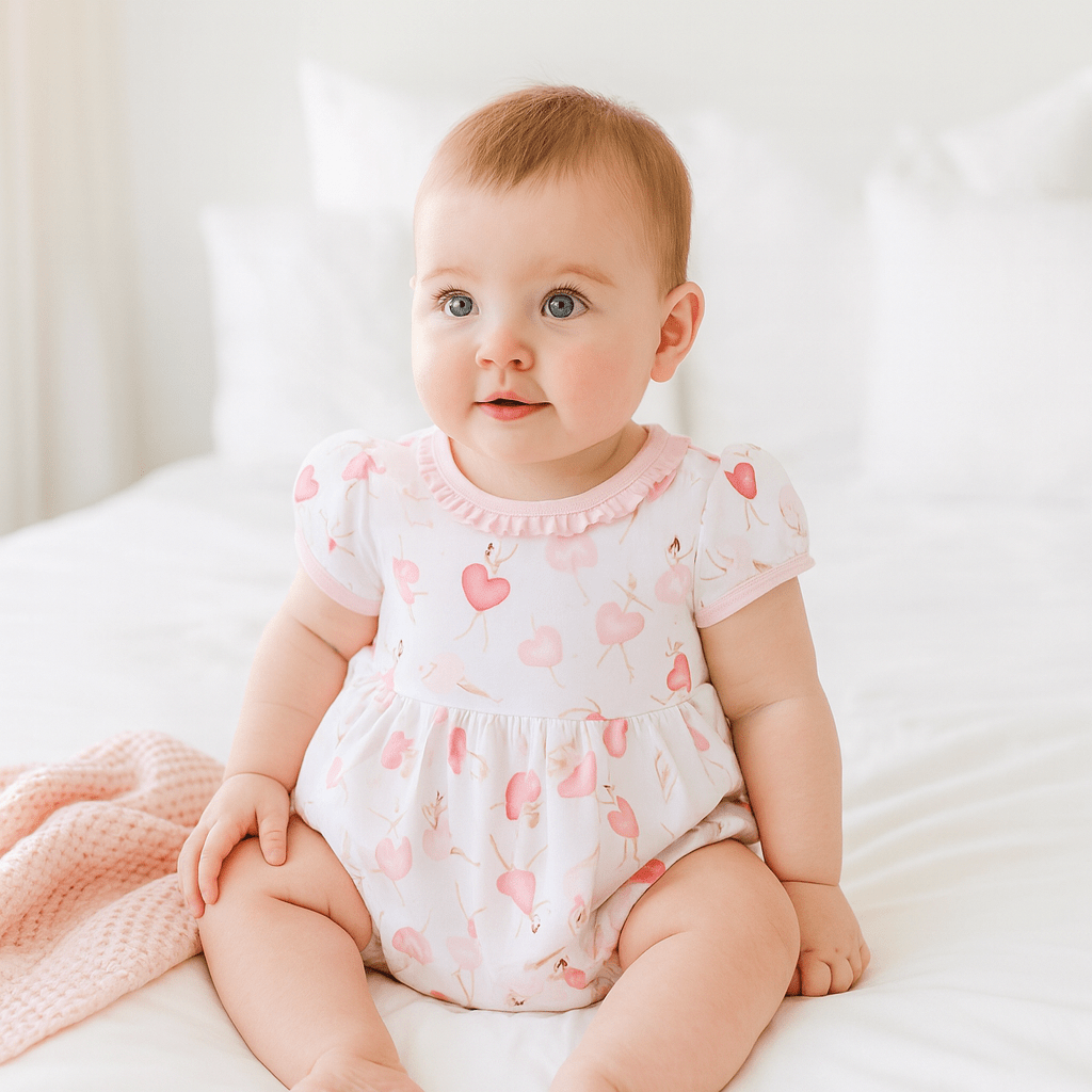 Dancing Hearts Short Sleeve Bubble - Magnolia BabyBubble