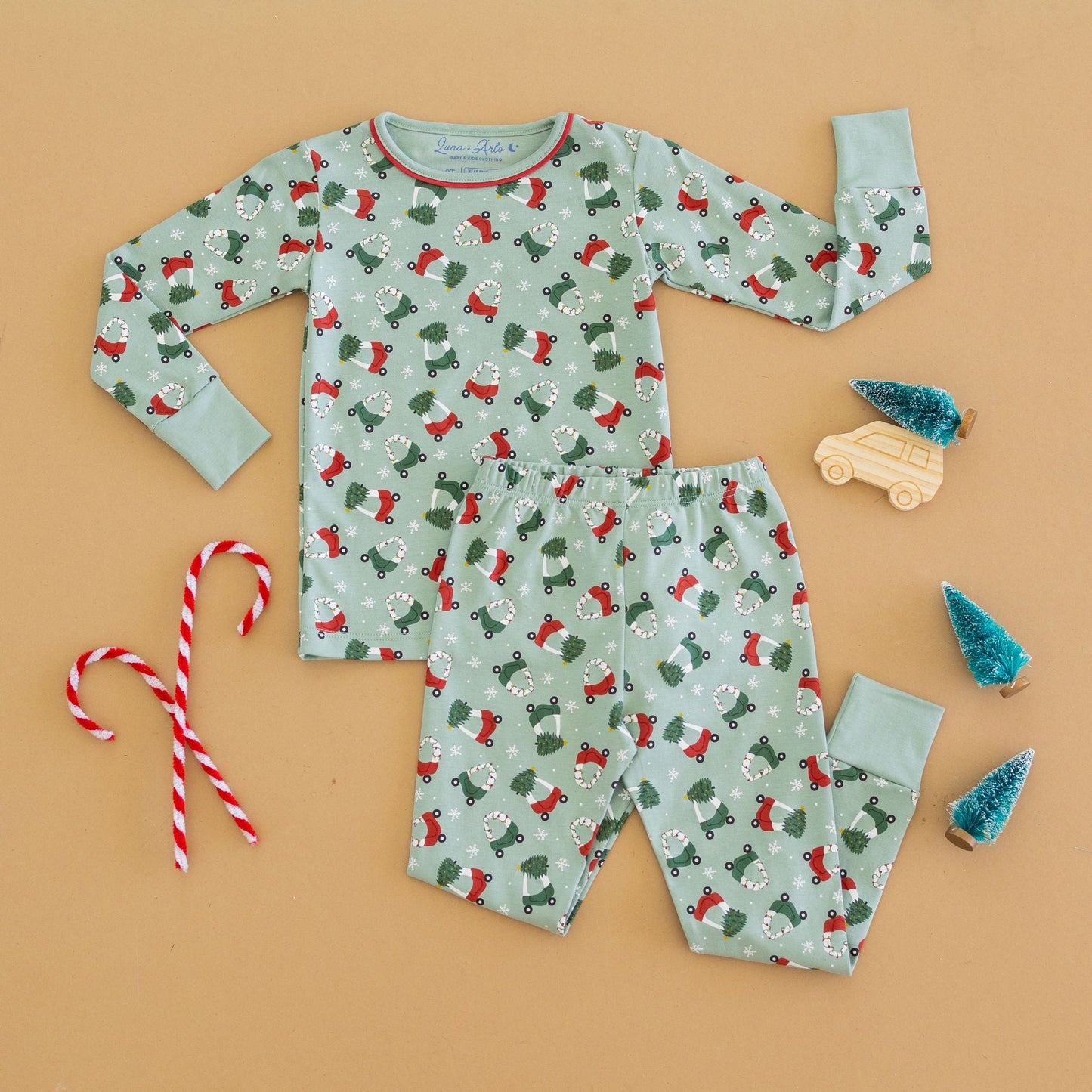 Deck the Wheels Long Pajamas - Magnolia BabyLong Pajamas