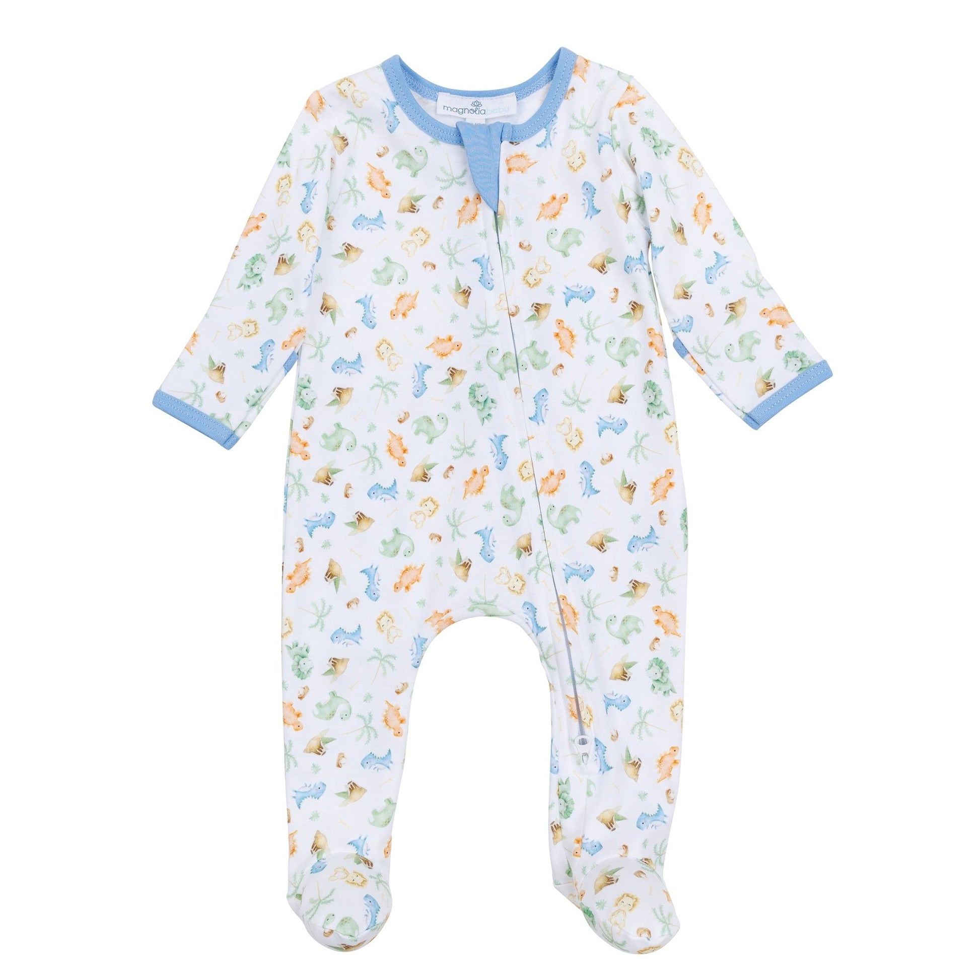 Dino - Land Print Zip Footie - Magnolia BabyFootie
