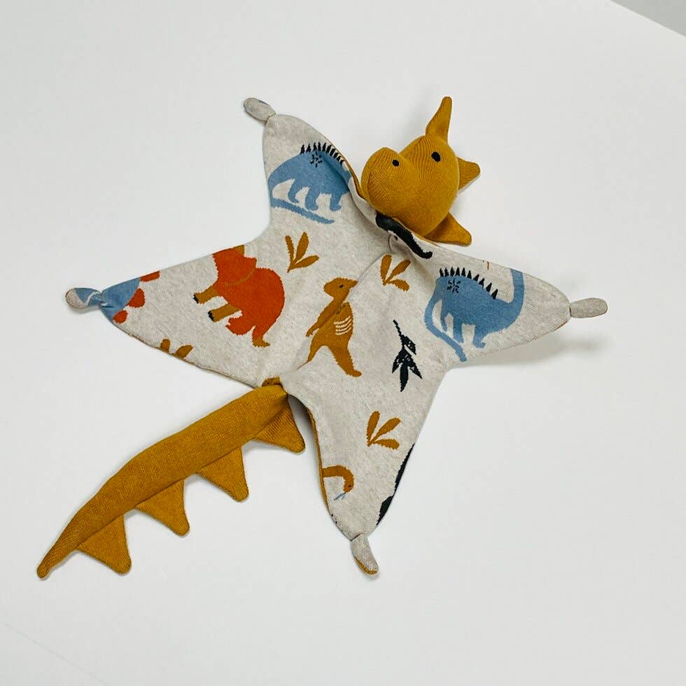 Dinosaur Organic Cotton Lovey Security Blanket - Magnolia BabyGift Set