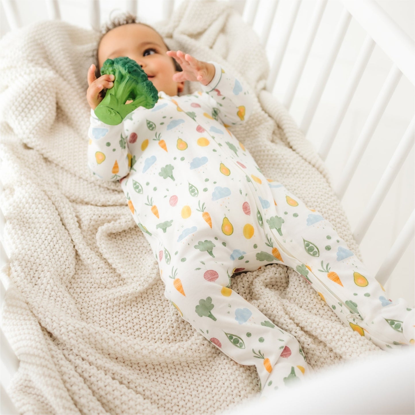 Eat your Veggies! Zip Footie - Magnolia BabyFootie