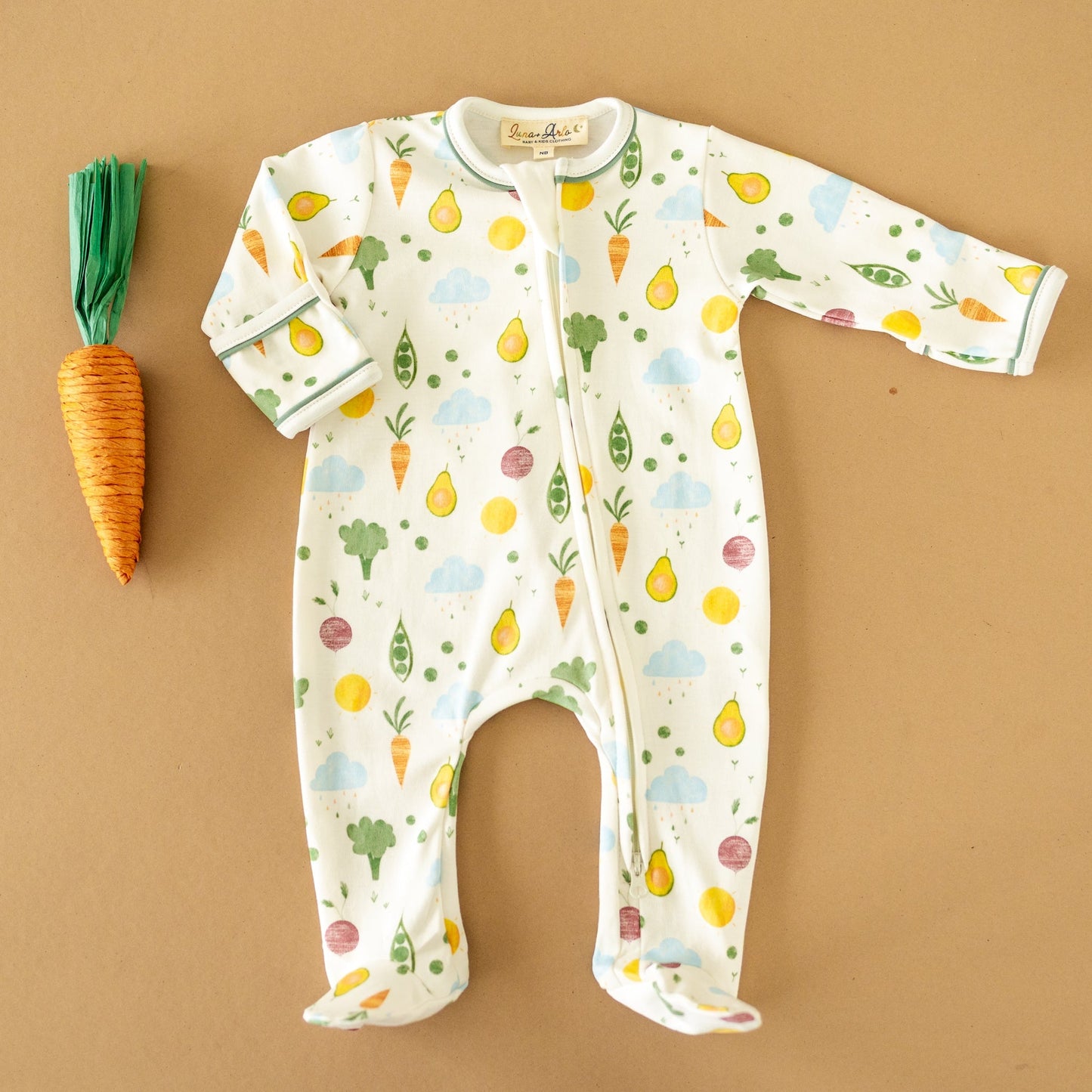 Eat your Veggies! Zip Footie - Magnolia BabyFootie