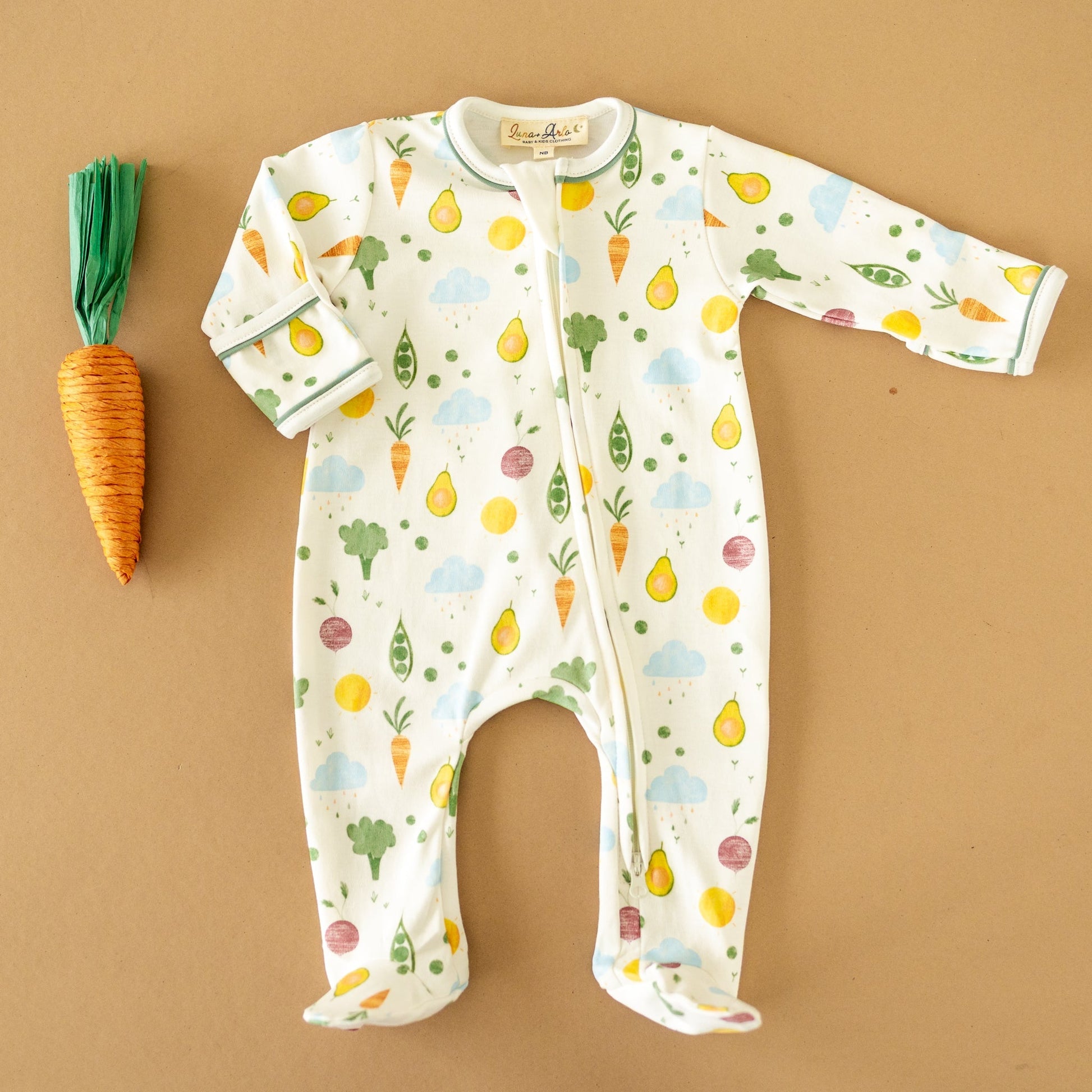 Eat your Veggies! Zip Footie - Magnolia BabyFootie