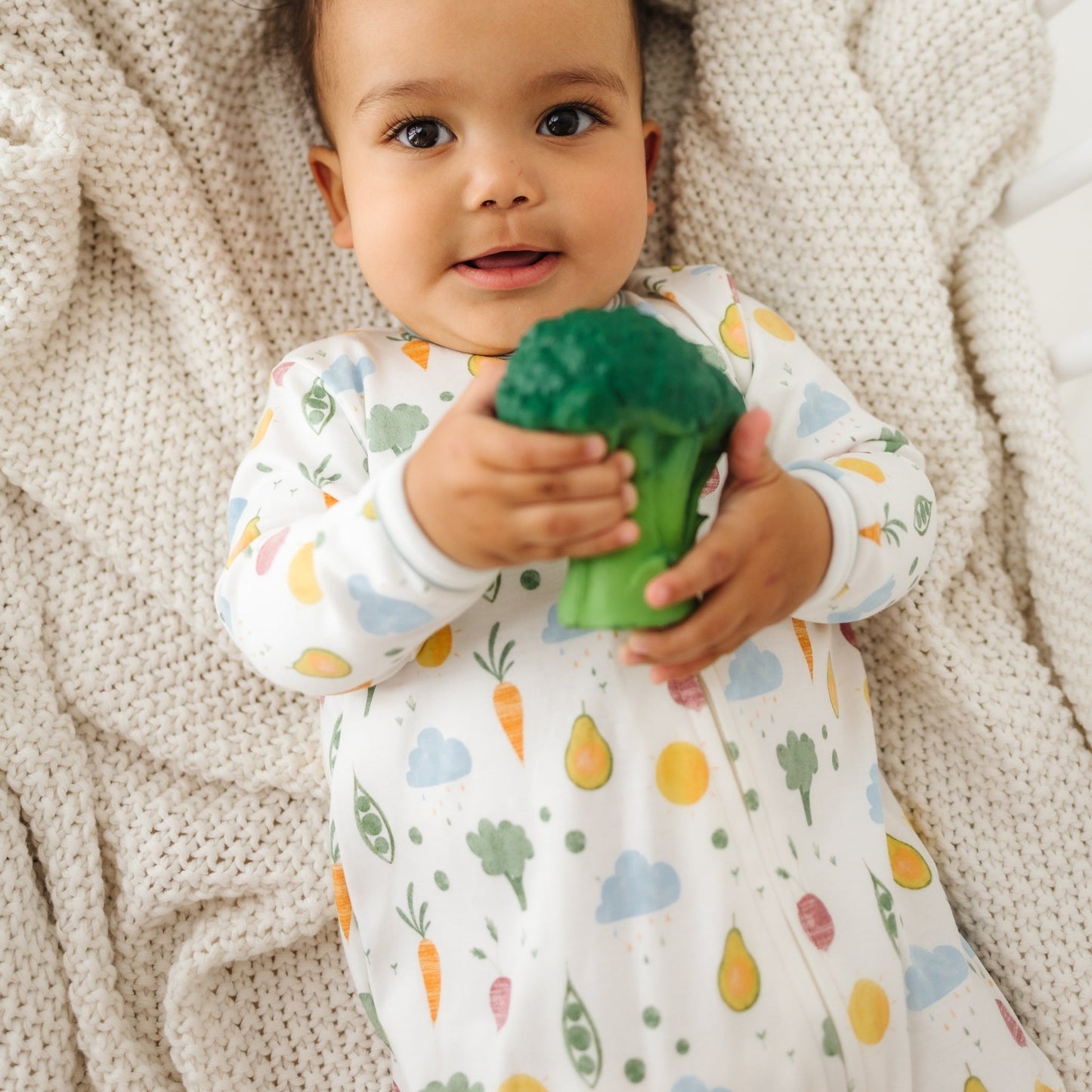 Eat your Veggies! Zip Footie - Magnolia BabyFootie