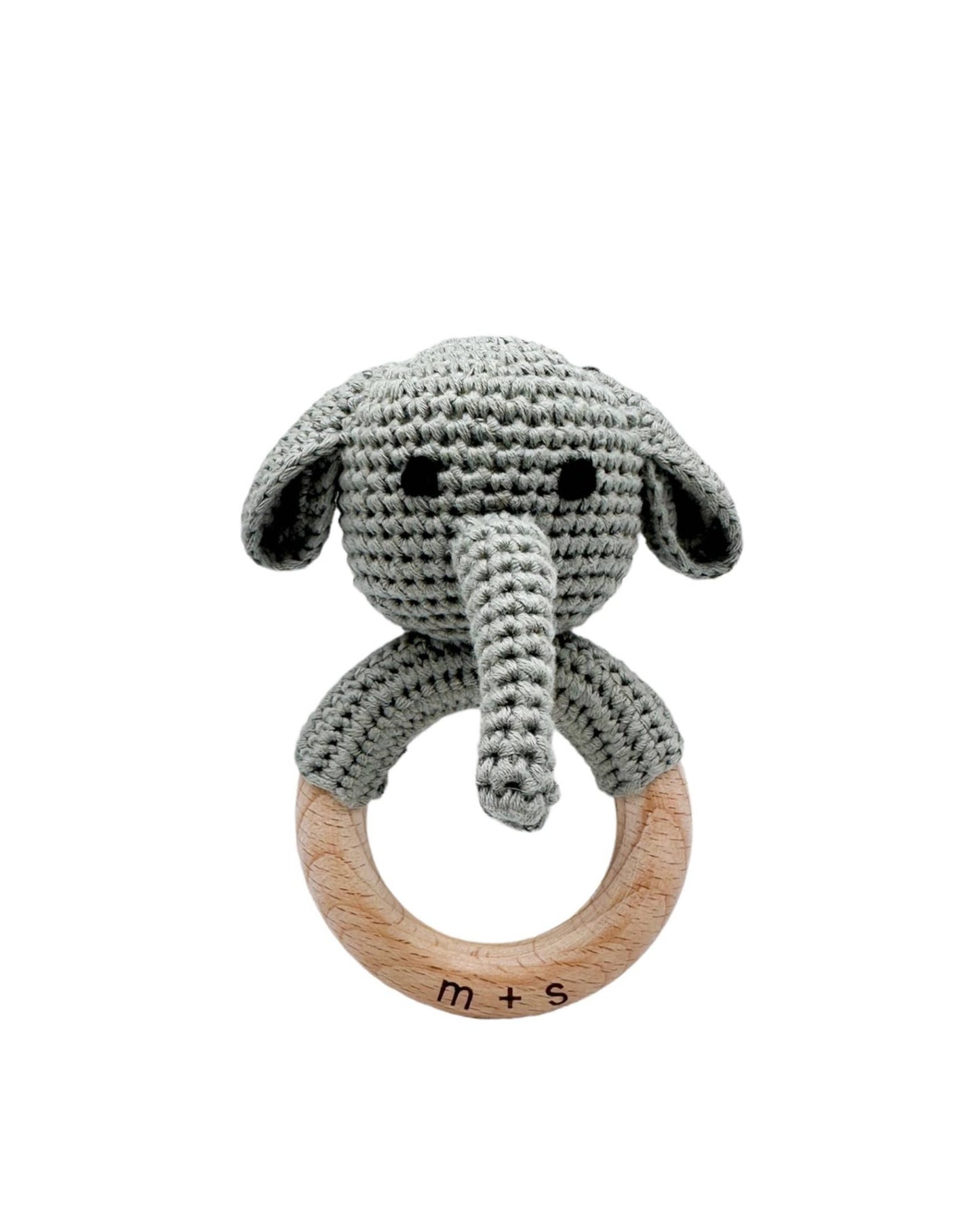 Elephant Hand Crochet Rattle: Grey - Magnolia Baby