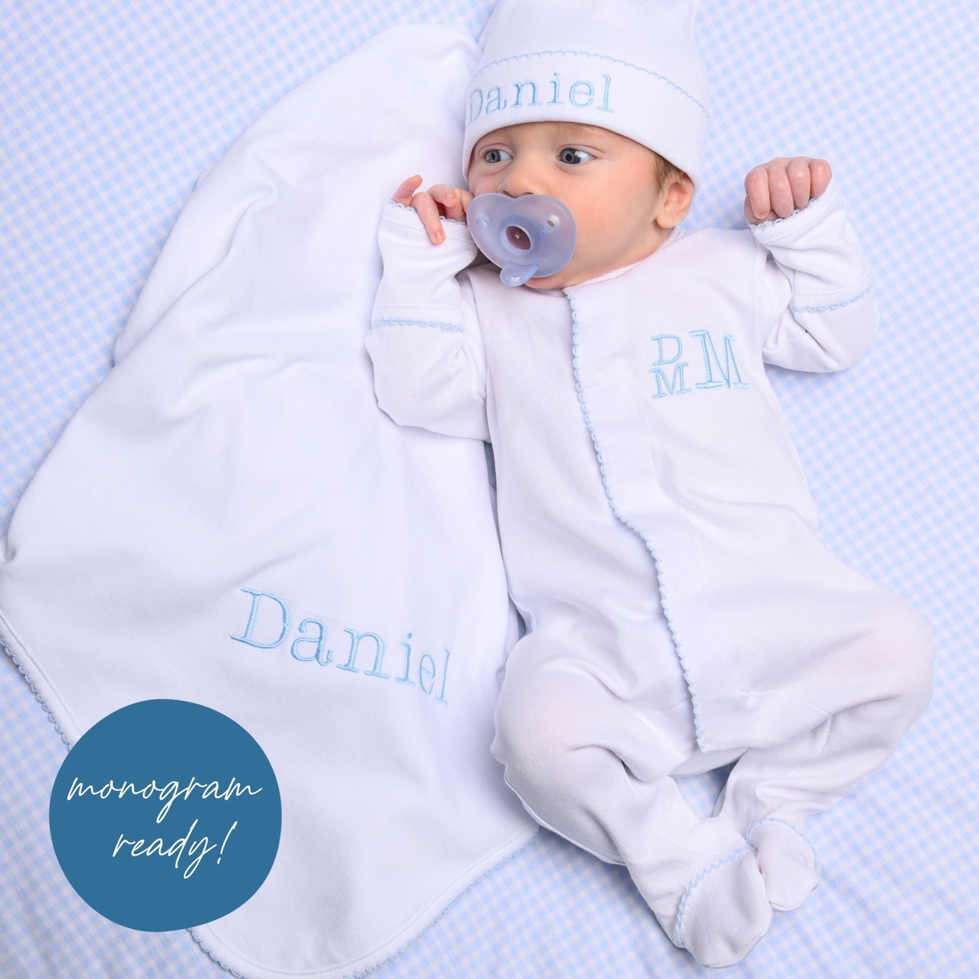 Essentials Blue Trim Footie - Magnolia BabyFootie