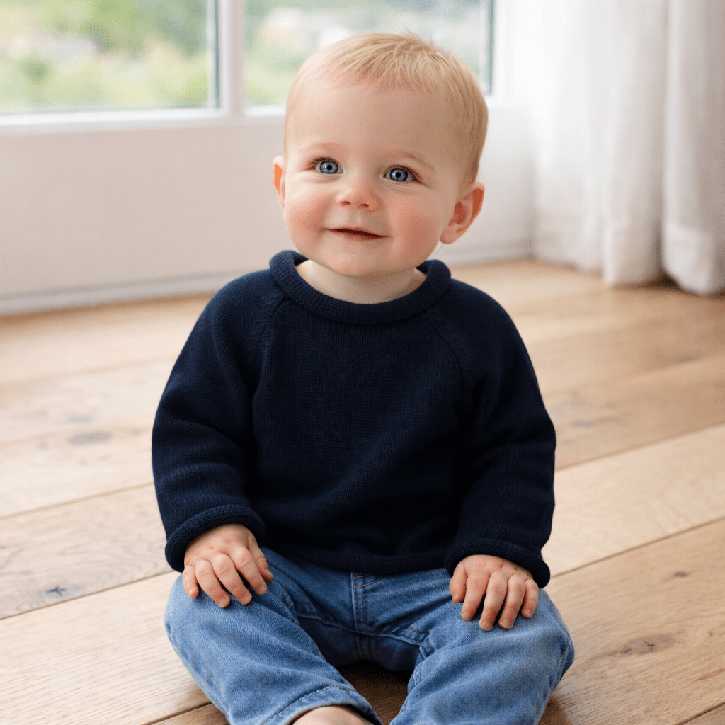 Baby & Toddler Boy Navy Knit Rollneck Sweater – Magnolia Baby