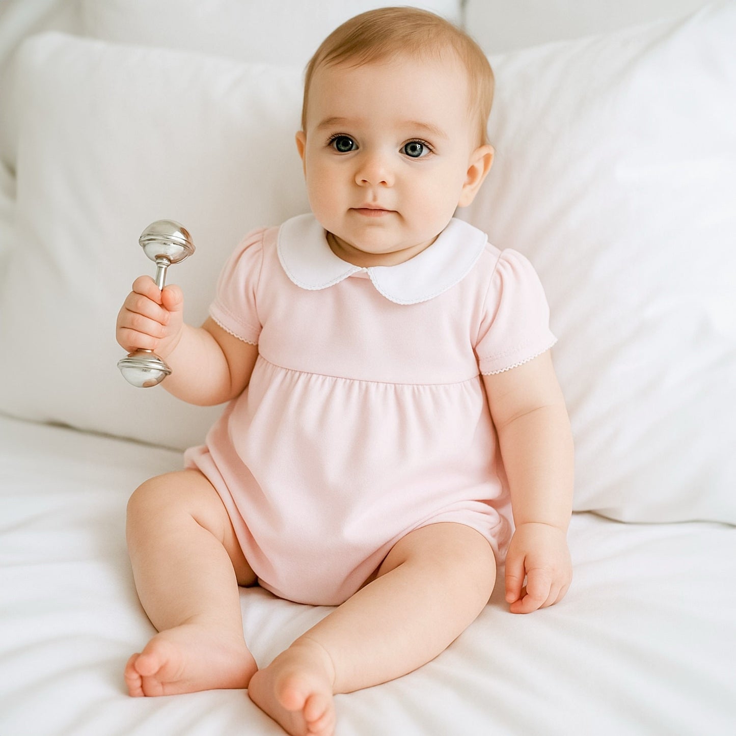 Essentials Solid Collared Ruffle Bubble - Pink - Magnolia BabyBubble