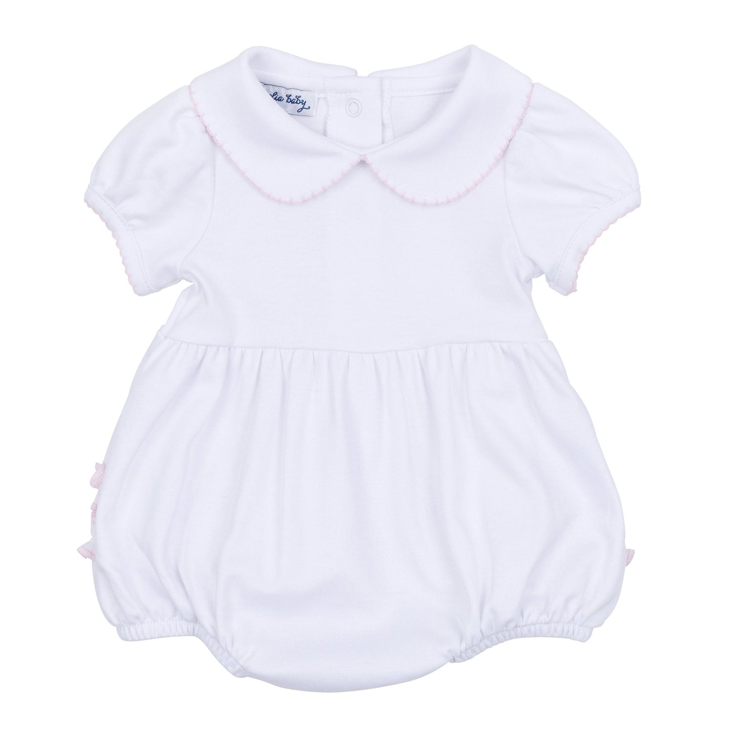 Essentials Solid Collared Ruffle Bubble - White Pink - Magnolia BabyBubble