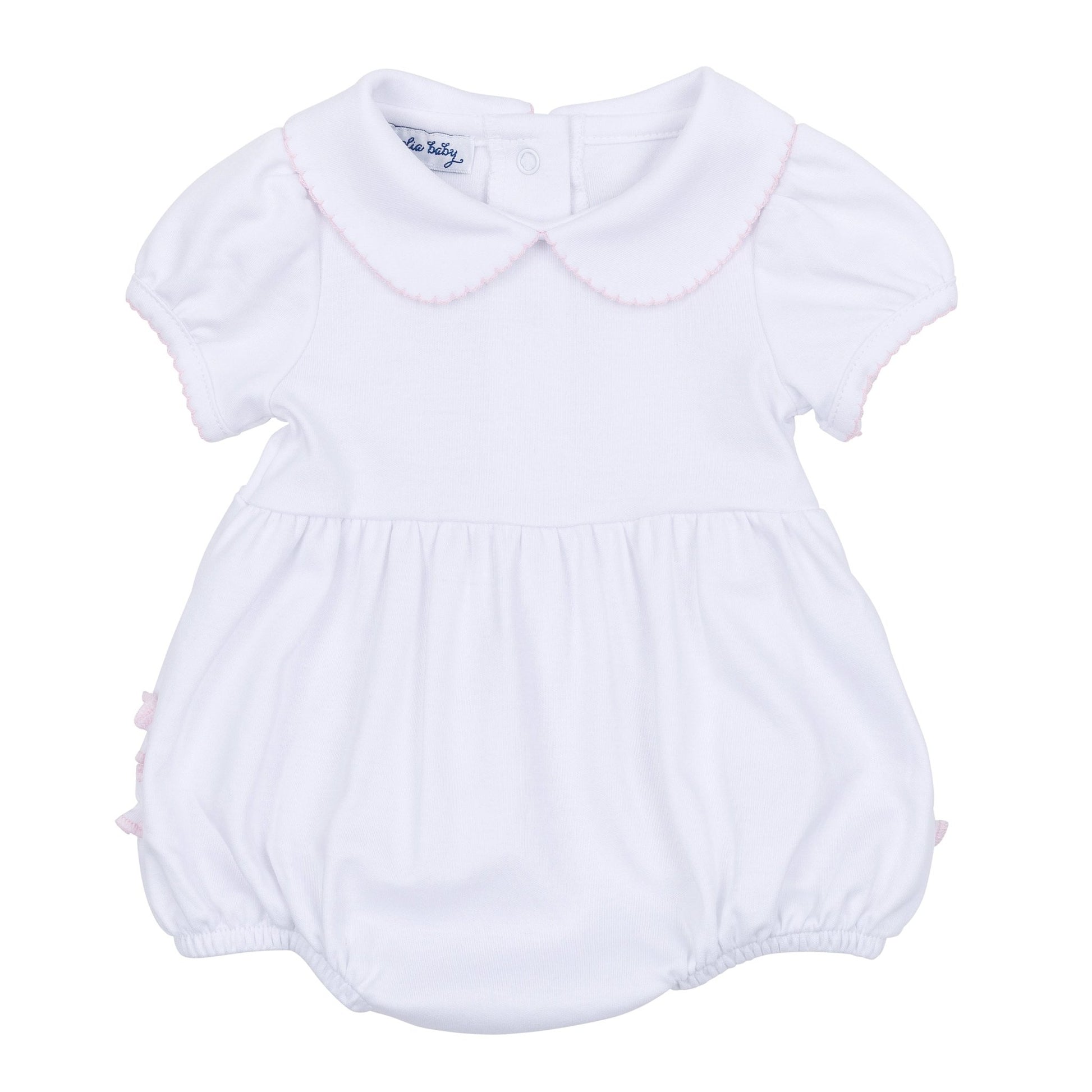 Essentials Solid Collared Ruffle Bubble - White Pink - Magnolia BabyBubble
