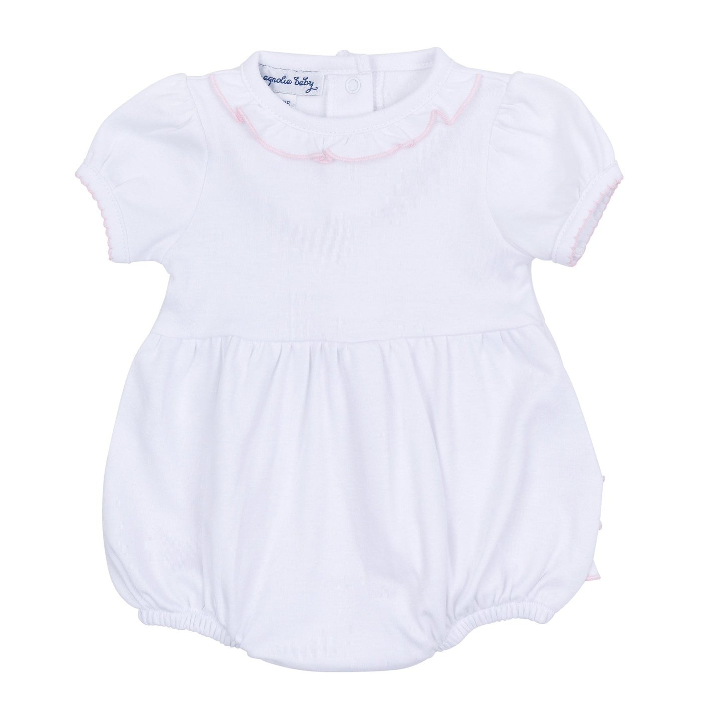 Essentials Solid Ruffle Bubble - White Pink - Magnolia BabyBubble