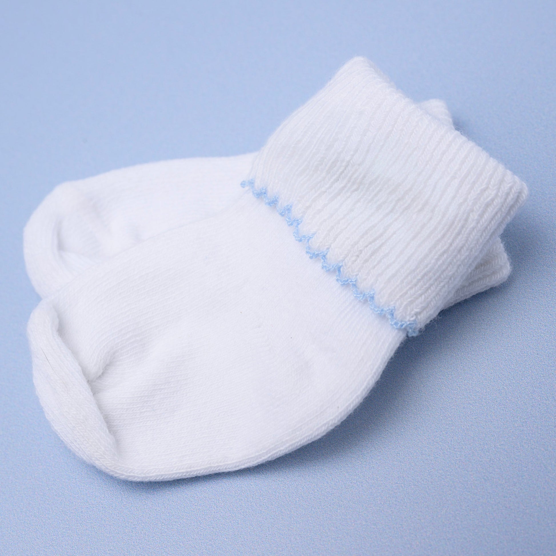 Essentials White Socks - Blue Trim - Magnolia BabySocks