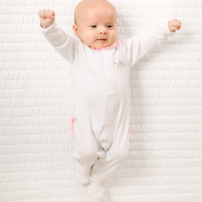 Evelyn's Classics Hand - Embroidered Ruffle Footie - Magnolia BabyFootie
