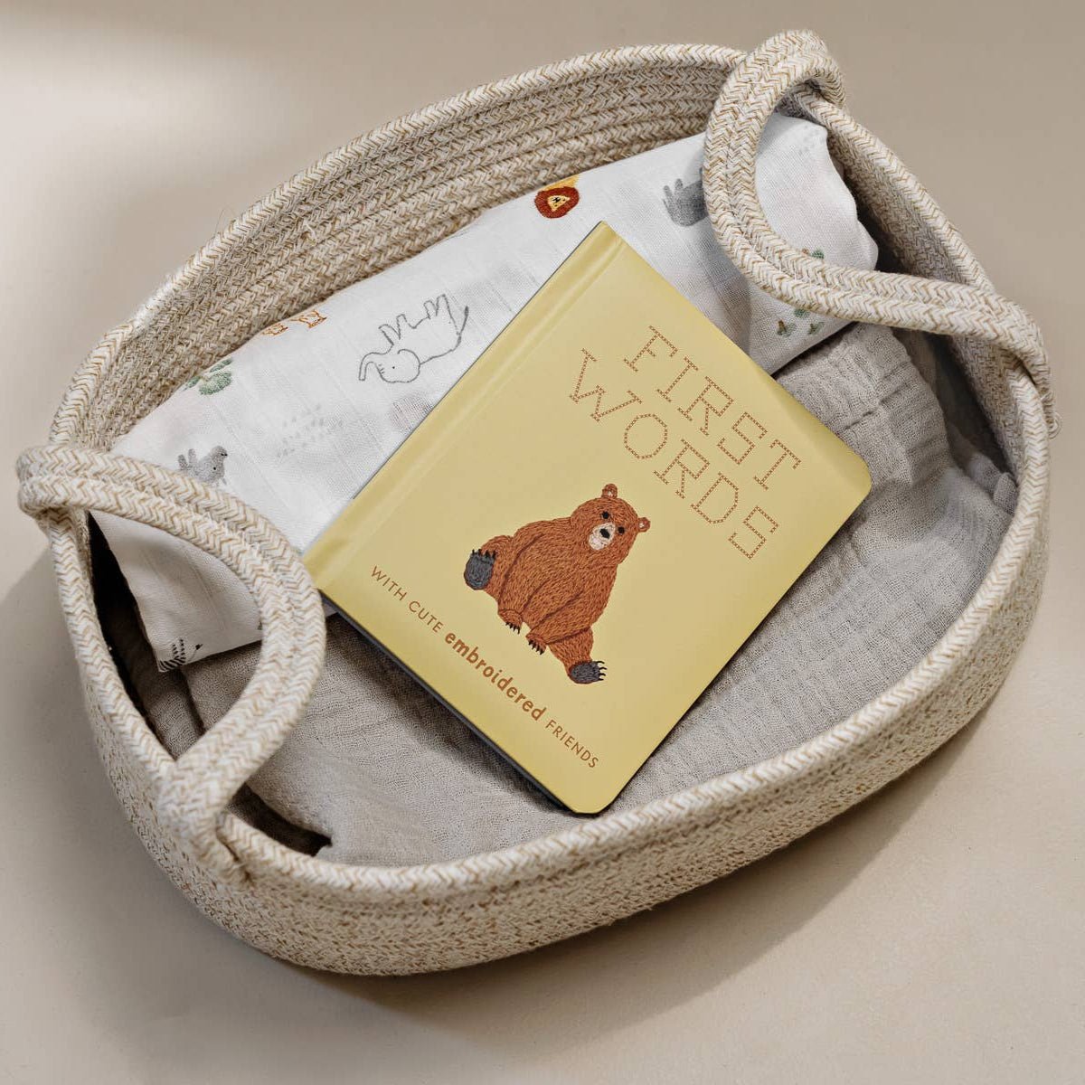 First Words with Cute Embroidered Friends - Magnolia BabyBook