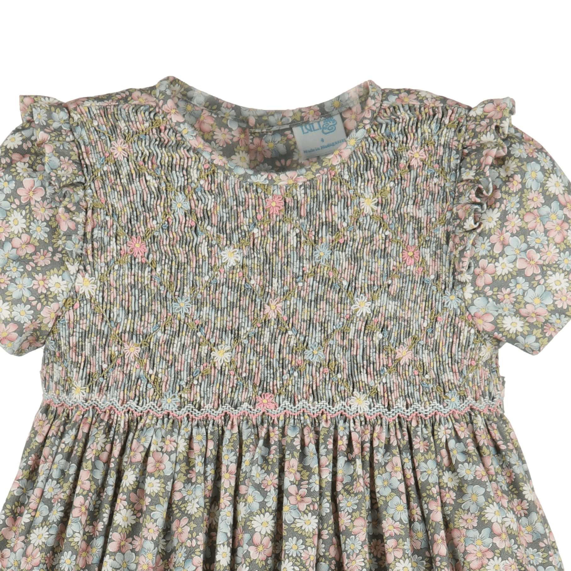 Forest Green Floral Smocked Dress - Magnolia BabyDress