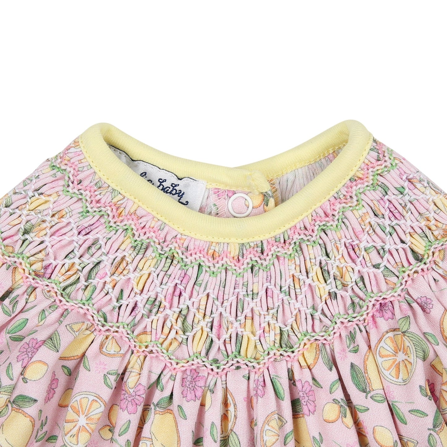 Fresh Lemons Bishop Print Short Sleeve Gown - Magnolia BabyGown