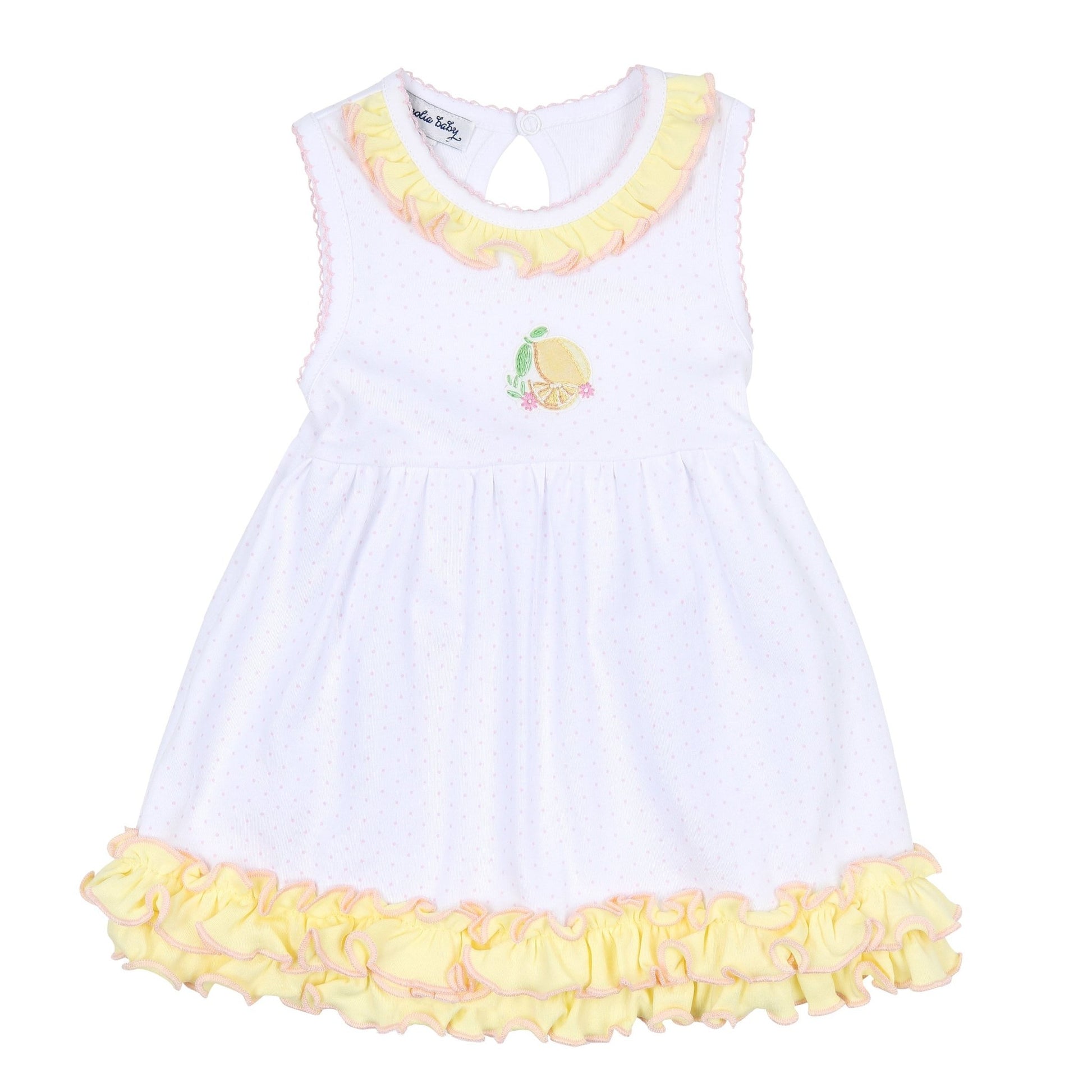 Fresh Lemons Embroidered Sleeveless Dress - Magnolia BabyDress