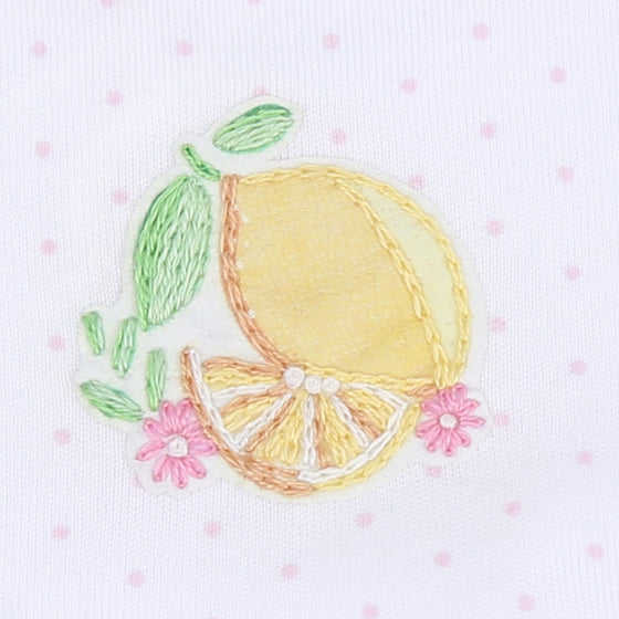 Fresh Lemons Embroidered Sleeveless Girl Bubble - Magnolia BabyBubble