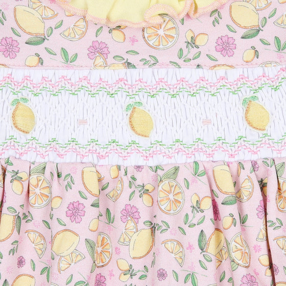 Fresh Lemons Smocked Print Flutters Dress - Magnolia BabyDress