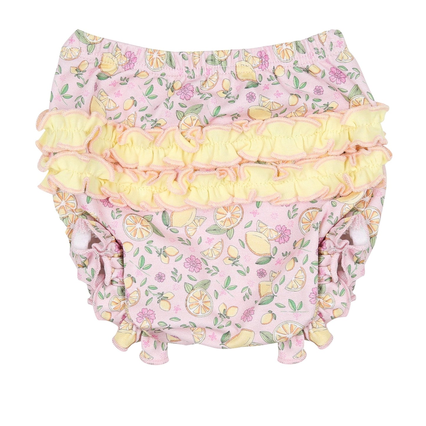 Fresh Lemons Smocked Print Ruffle Diaper Cover Set - Magnolia BabyDiaper Cover