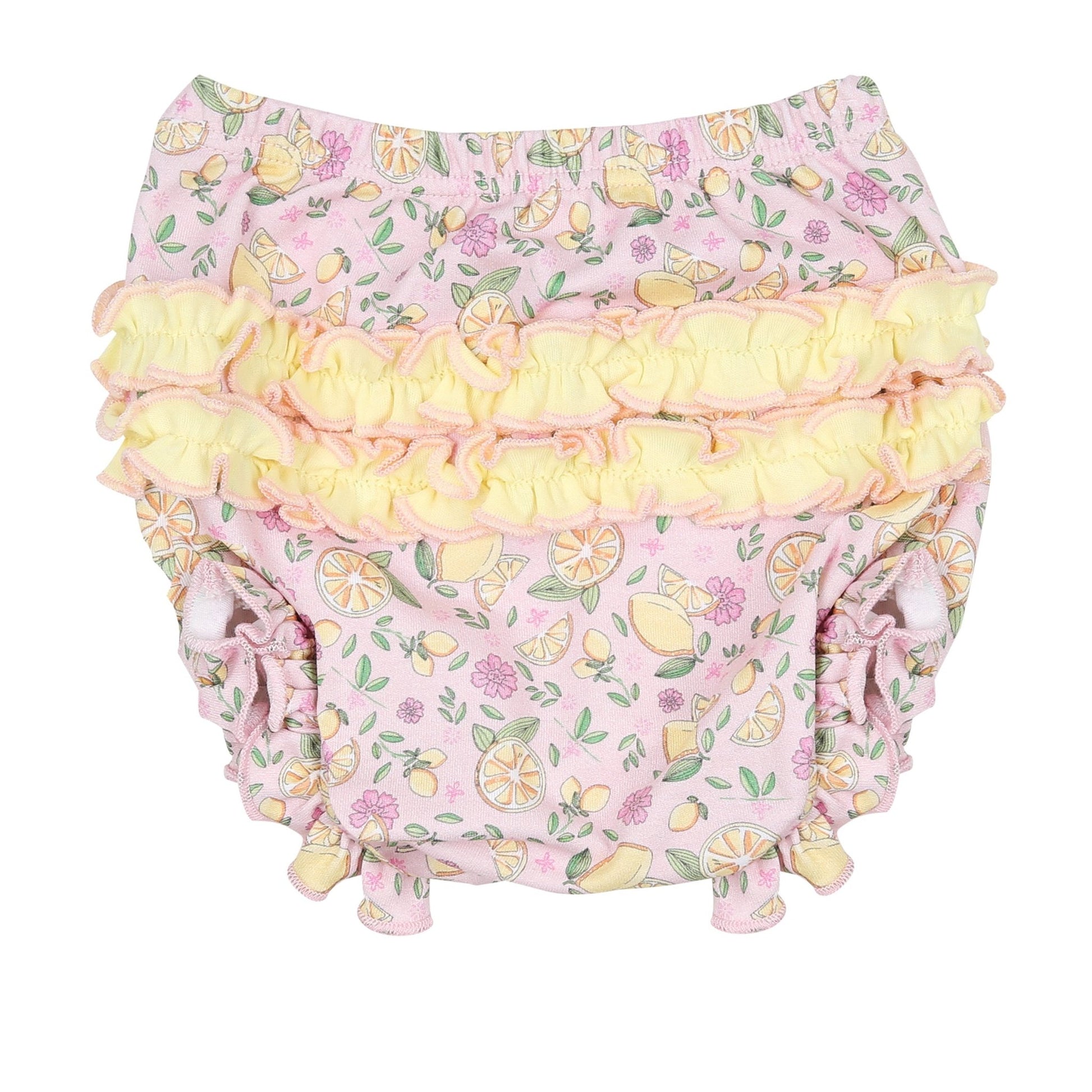 Fresh Lemons Smocked Print Ruffle Diaper Cover Set - Magnolia BabyDiaper Cover