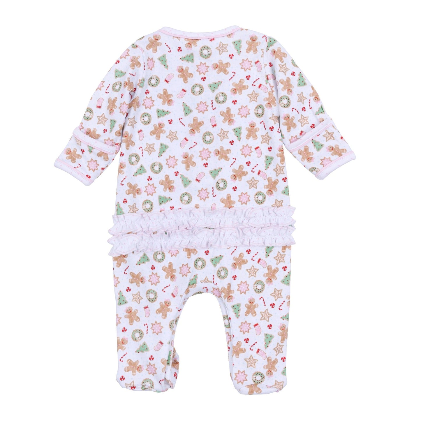 Frosted Wonderland Print Ruffle Footie - Pink - Magnolia BabyFootie