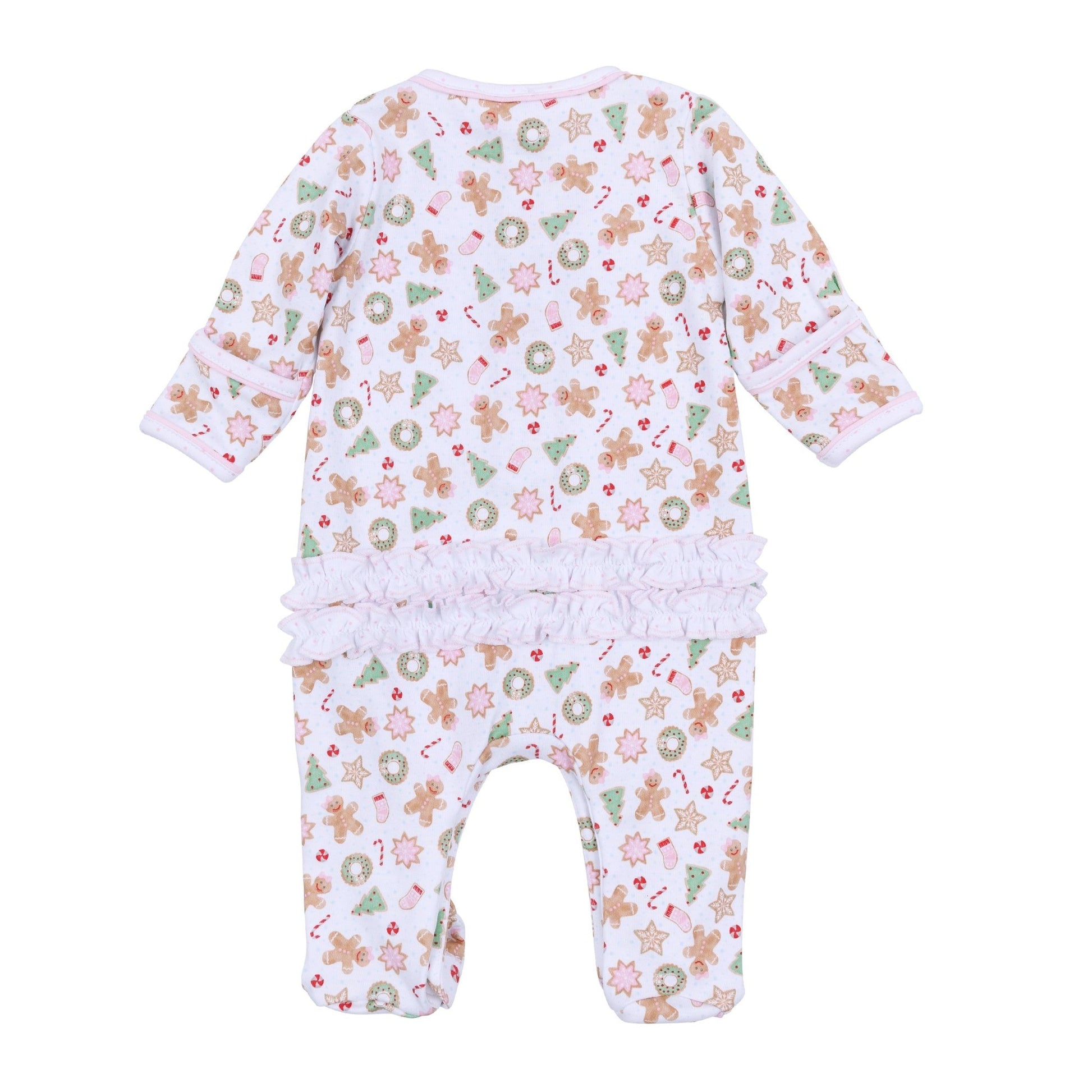 Frosted Wonderland Print Ruffle Footie - Pink - Magnolia BabyFootie